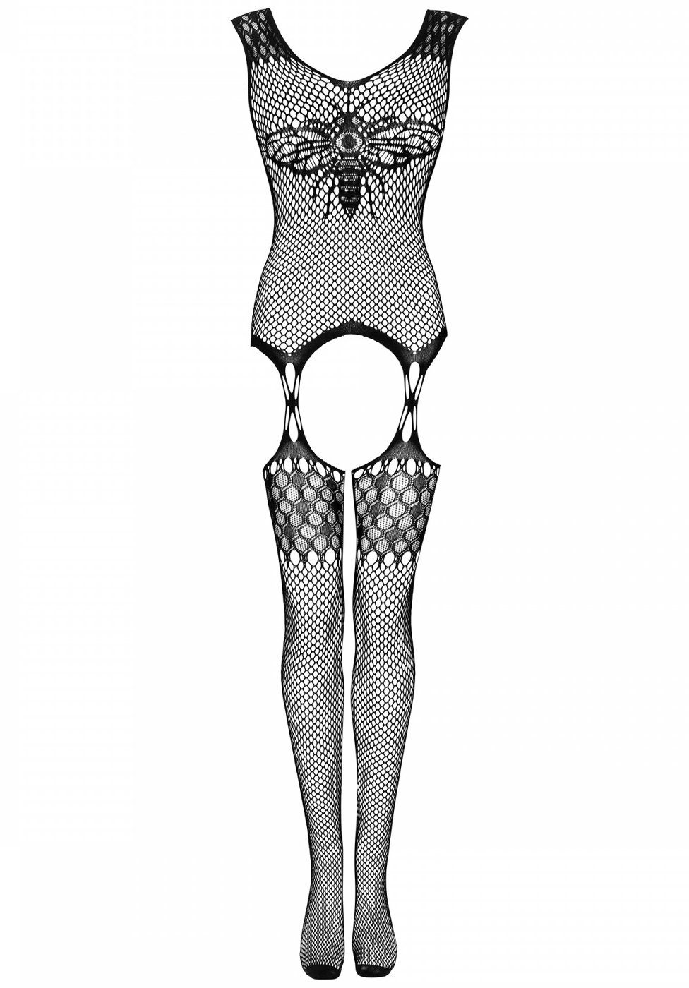 Obsessive Bodystocking Netz-Bodystocking mit Bienenmotiv - schwarz 20 DEN (1 St) transparent