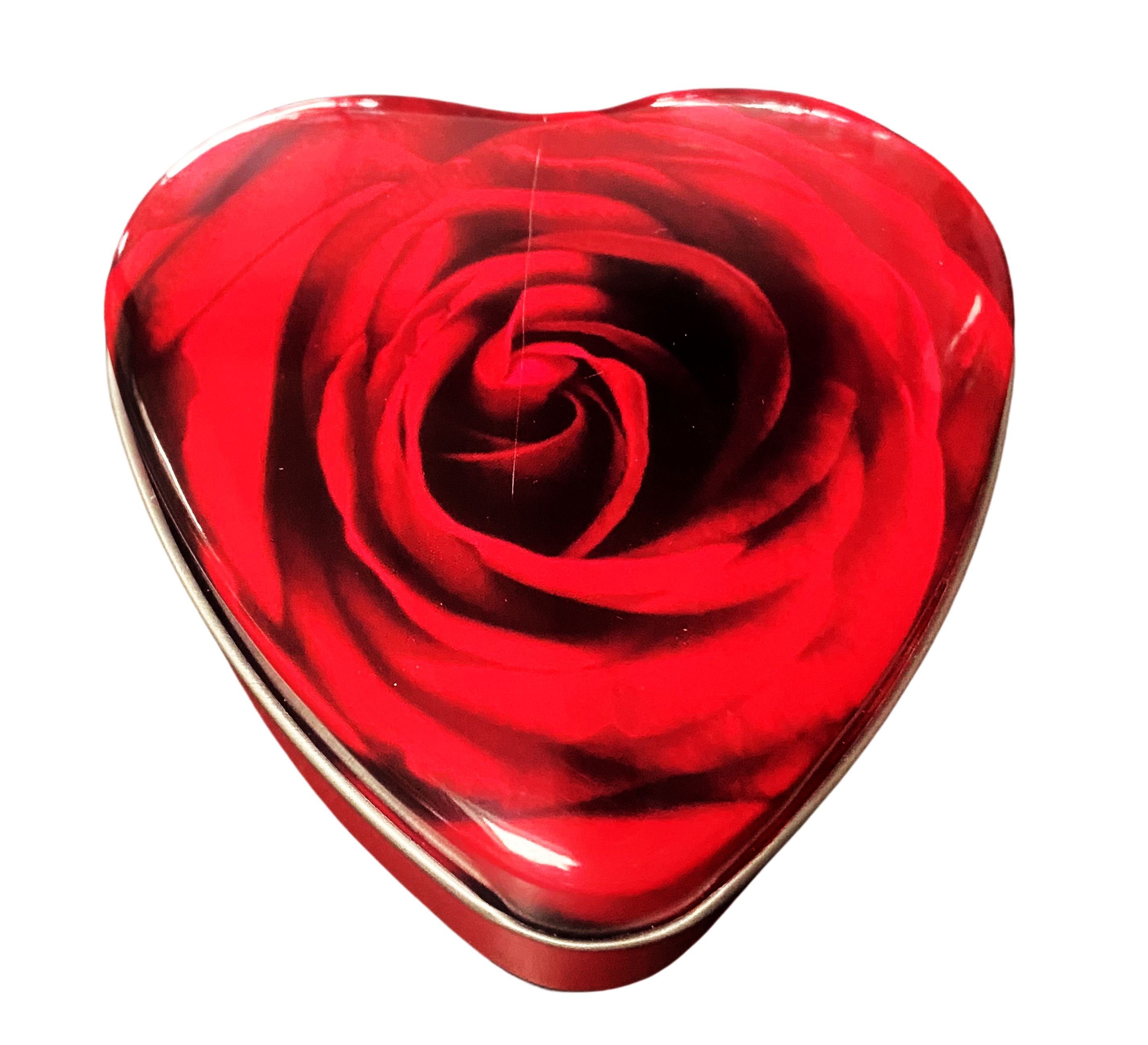 Dose 2x Herzdose Geschenkdose Dose Herz Rot mit Rosendruck Metall