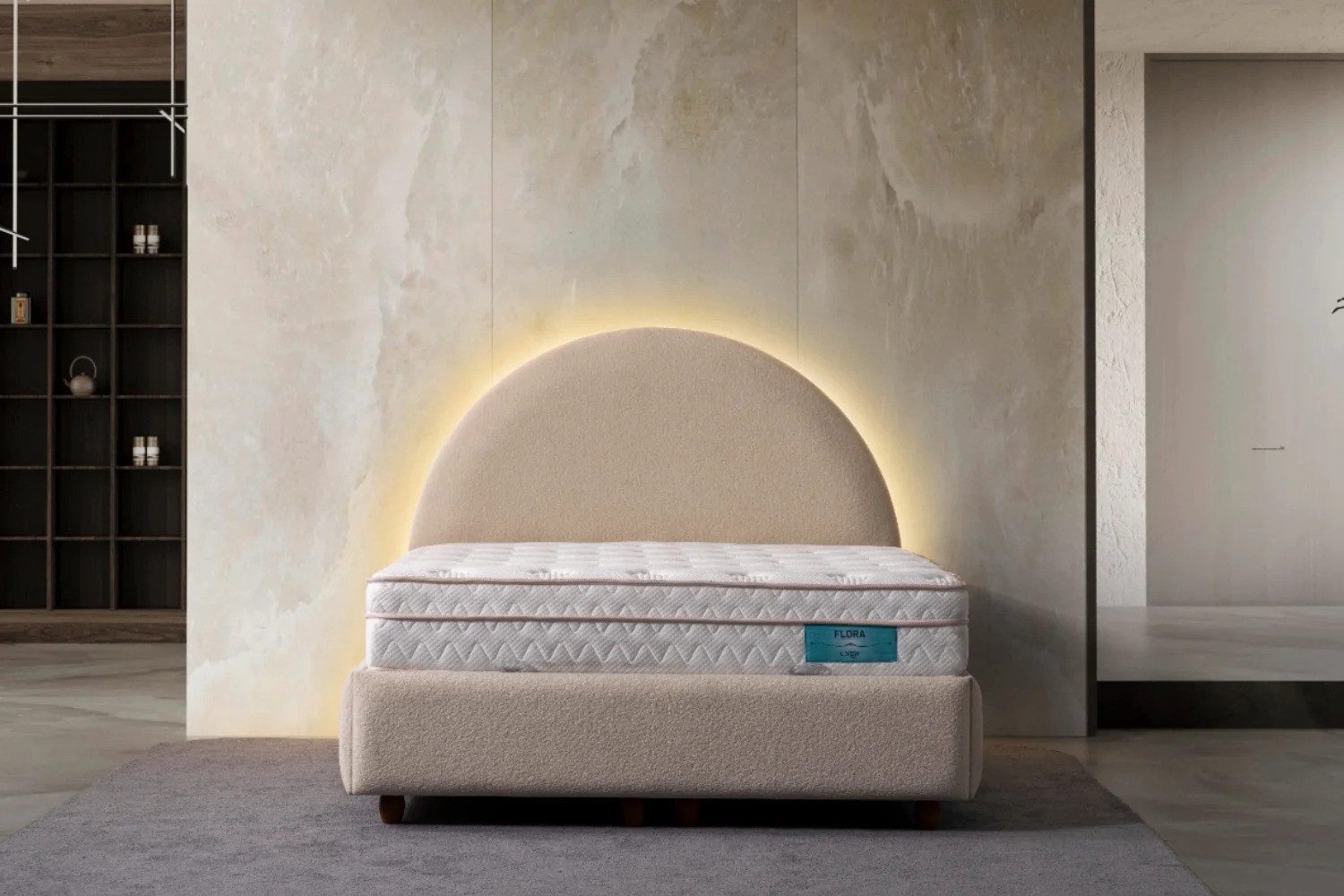 Bermo Home Bettgestell Nool (Set, Nool Boxspring-Bettgestell inkl. LED-Bogenkopfteil), indirekter LED-Hintergrundbeleuchtung
