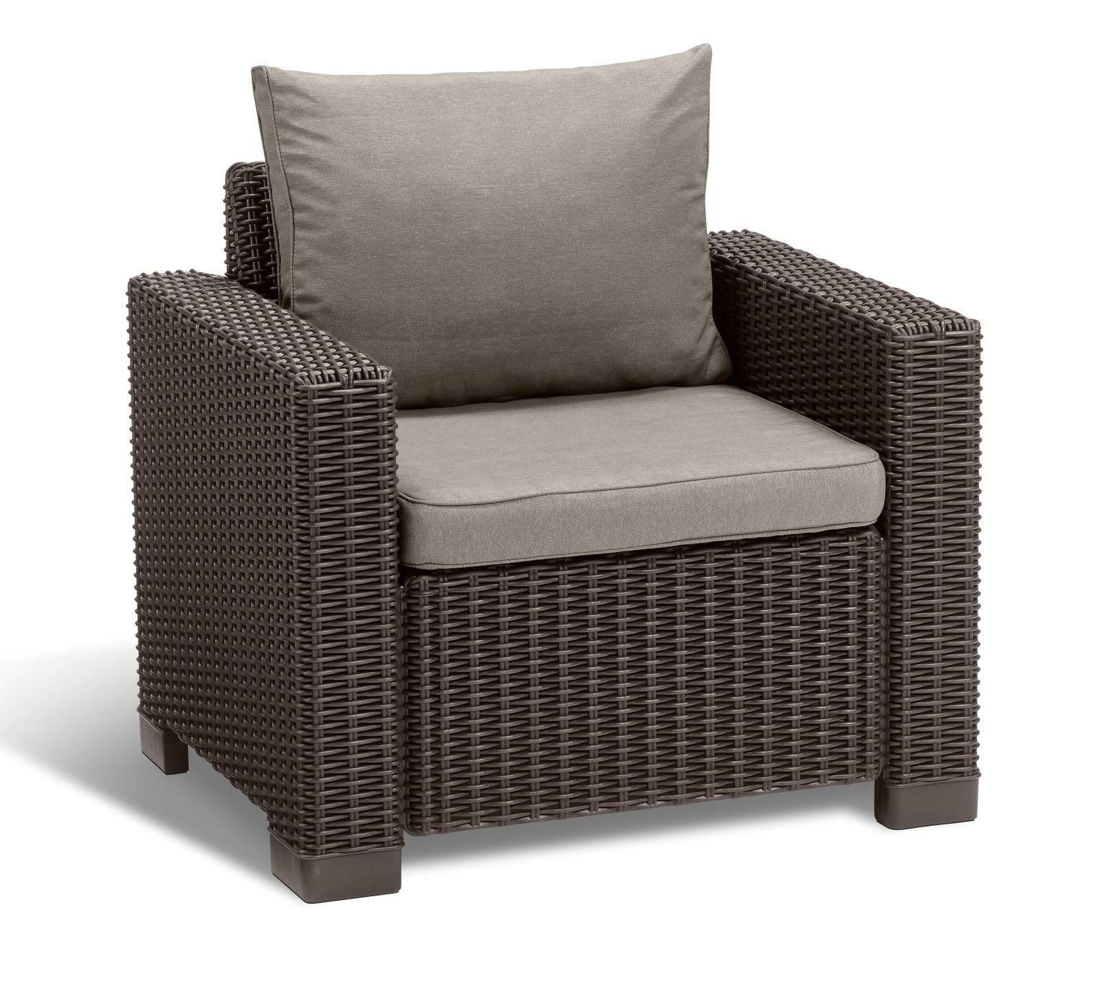 Allibert Gartenlounge-Sessel Allibert California Loungesessel braun - Rattanoptik, wetterfest