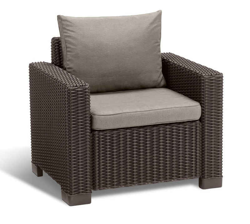 Allibert Gartenlounge-Sessel Allibert California Loungesessel braun - Rattanoptik, wetterfest