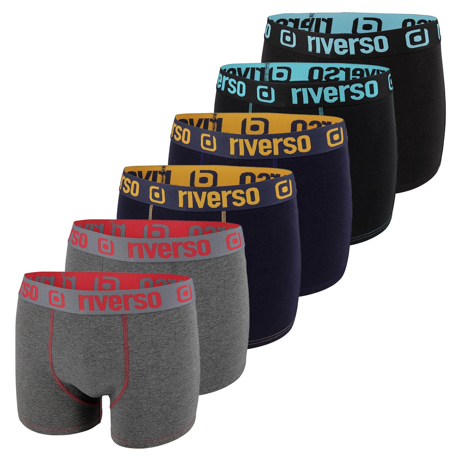 riverso Boxershorts Herren Retroshorts RIVJONNY Unterhosen (Vorteilspack, 6-St) Basic Boxer mit Stretch