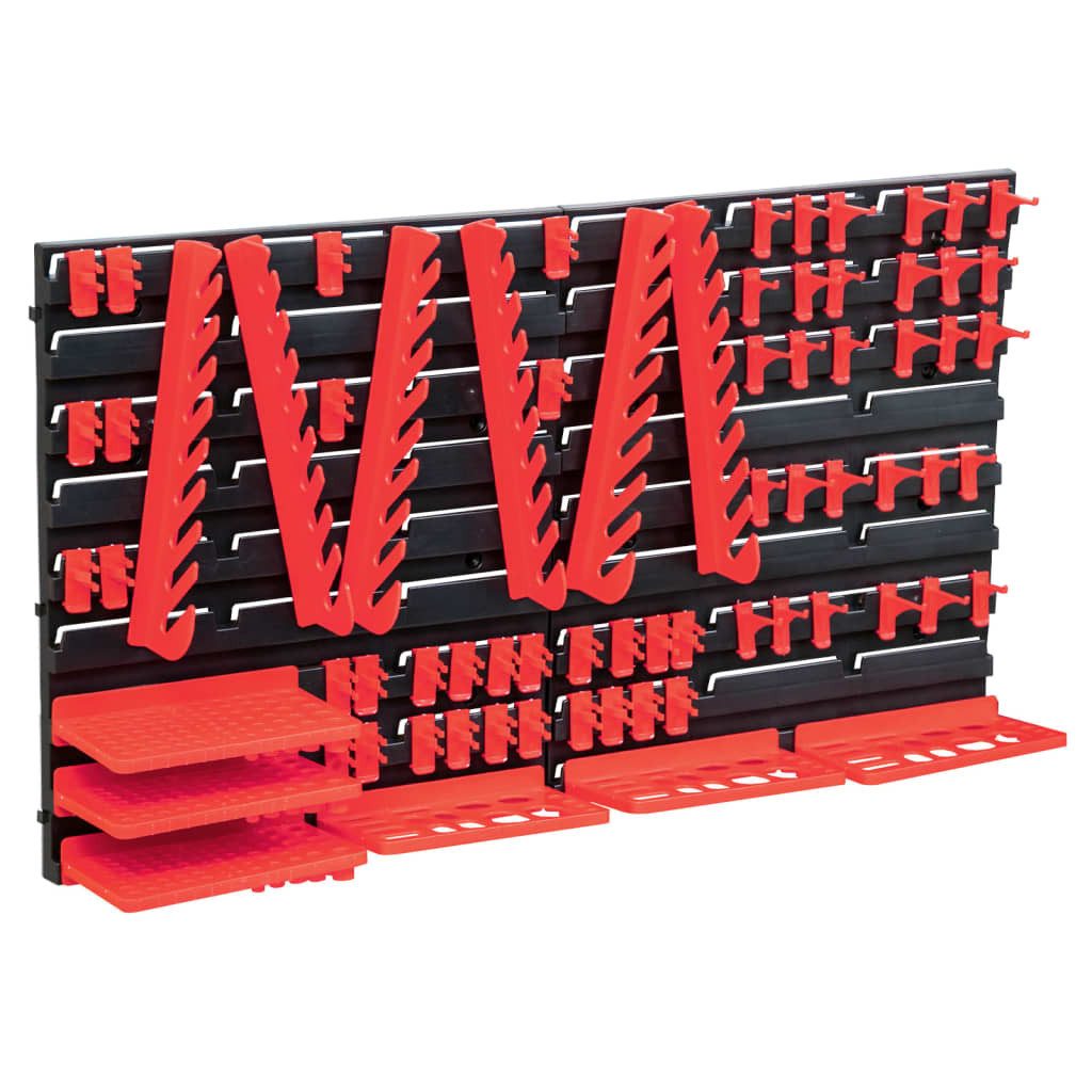 vidaXL Lochwand 71-tlg. Lagersystem mit Wandplatten Rot und Schwarz