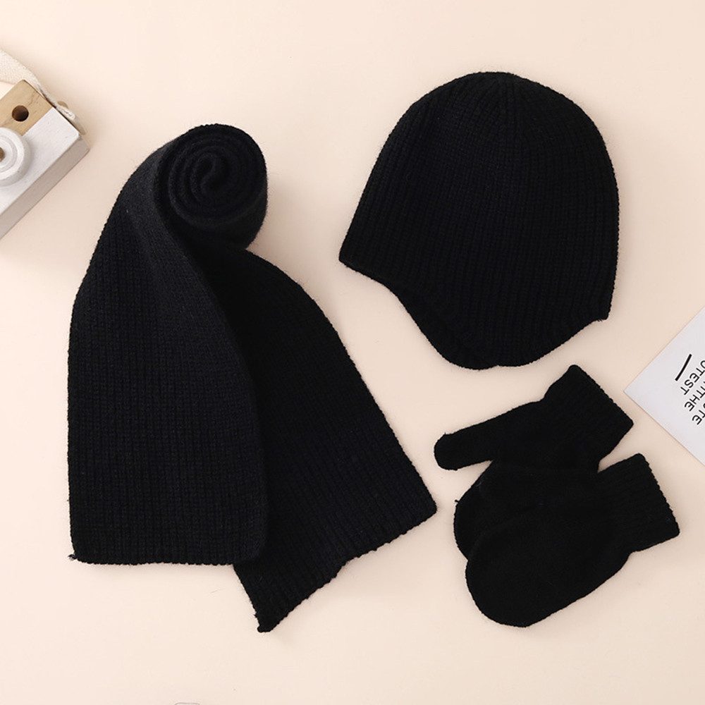 Coonoor Filzhut Kinder Wintermütze Schal Handschuhe Set Warme Winter Bekleidung für Mädchen Jungen 2-6 Jahre