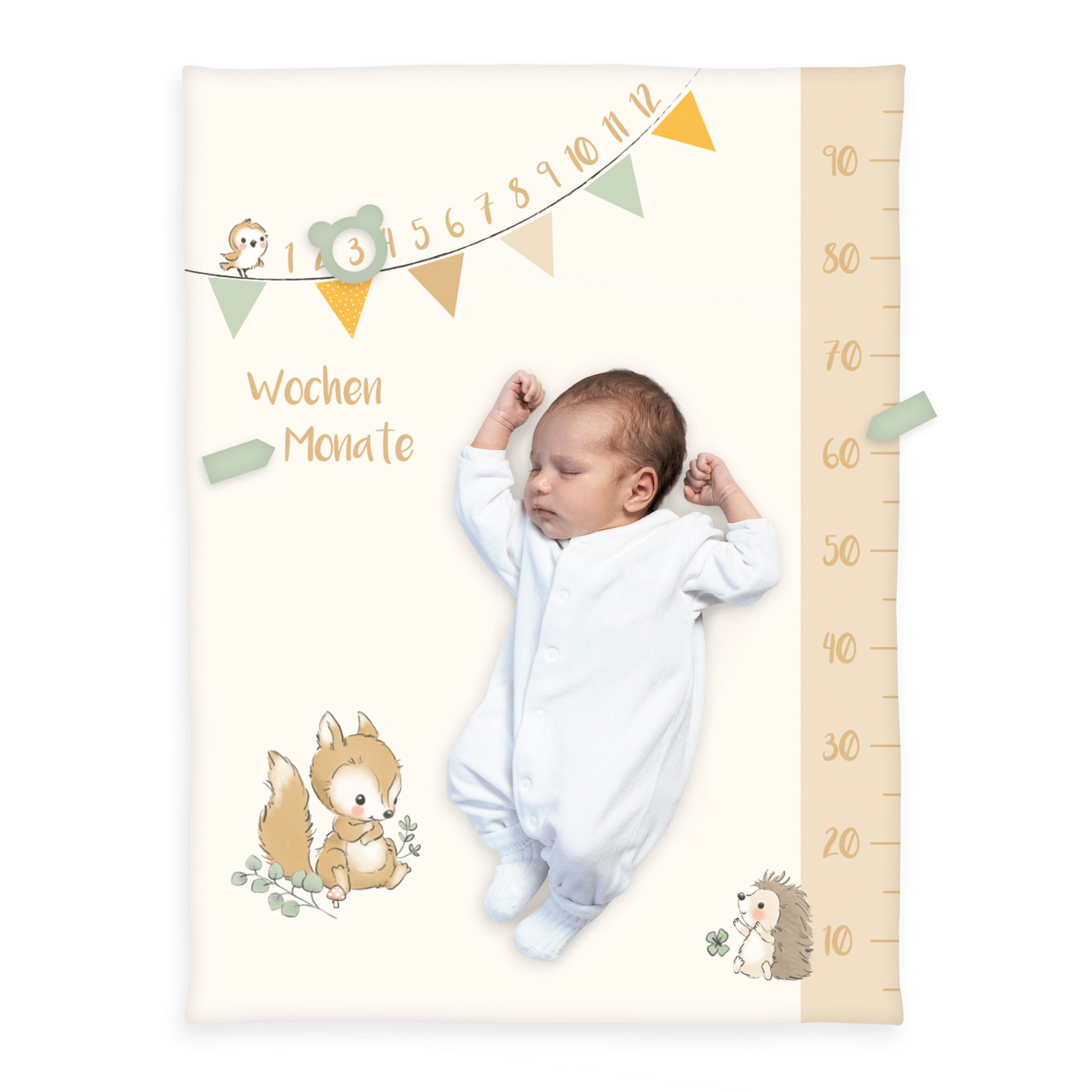 Babydecke / Waldfreunde / Meilensteindecke / 75x100cm, Brilliant