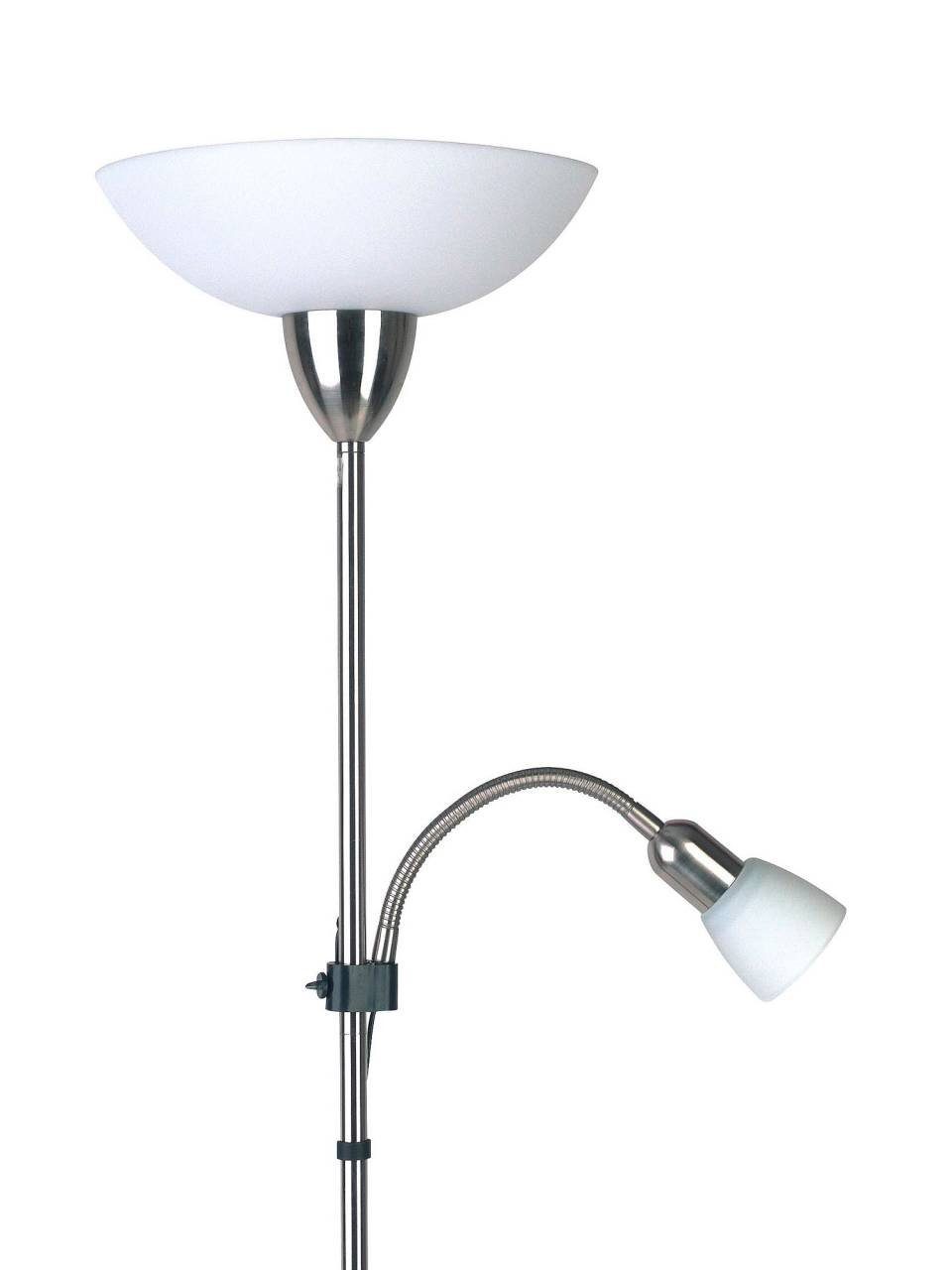 Brilliant Stehlampe Darlington, A60, E27, eisen/weiß Deckenfluter 1x g 60W, Lampe Lesearm Darlington