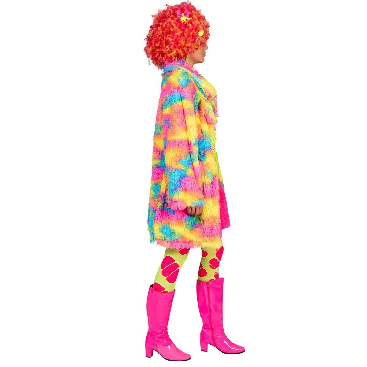 Funny Fashion Kostüm 90er Jahre Fluffy Rainbow Jacke Disco Bird für Damen