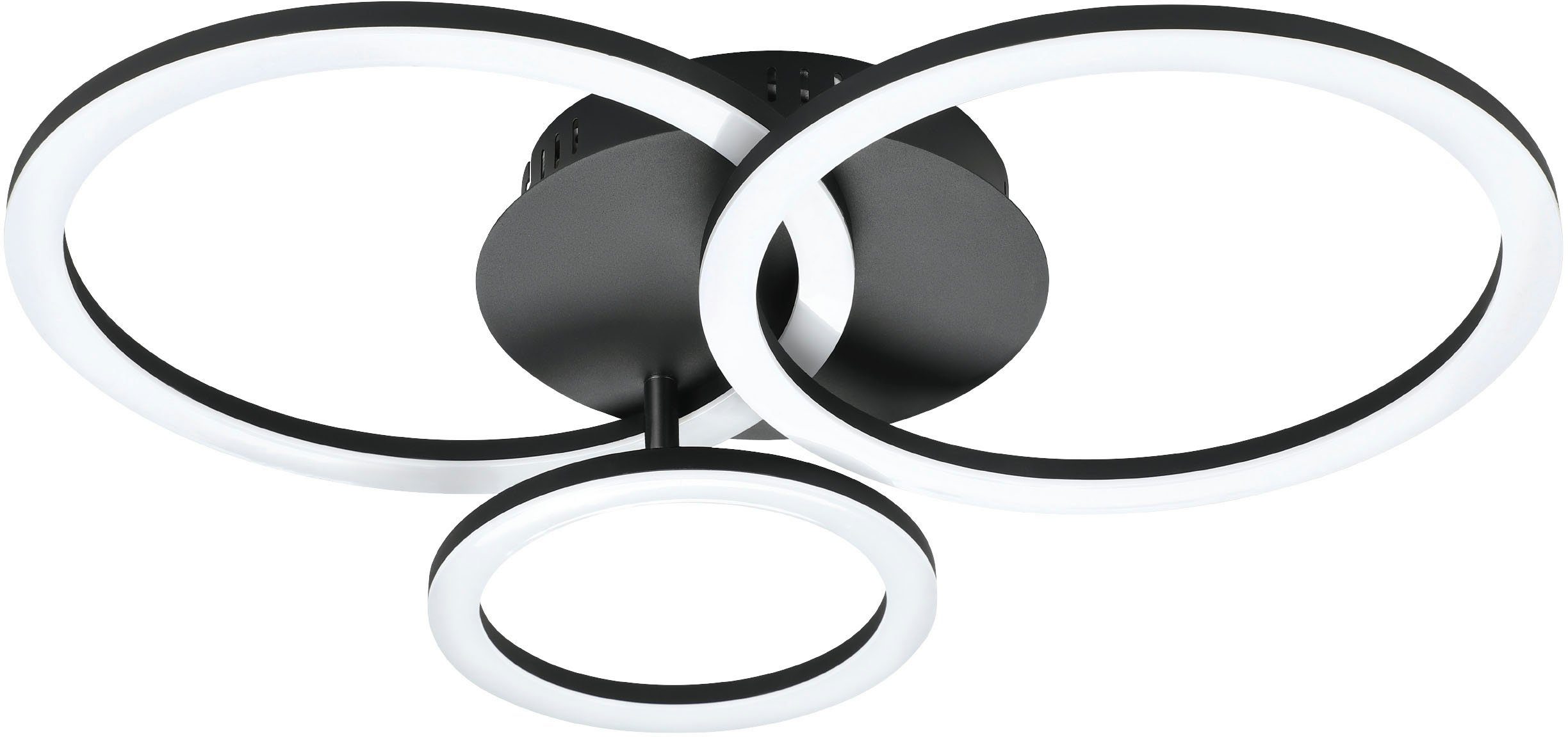 EGLO Deckenleuchte PARRAPOS-Z Deckenlampe schwarz, TuneableWhite, ZigBee 3.0, Disco-Modus, Bluetooth, CCT - über Fernbedienung, Dimmfunktion, Ein-/Ausschalter, Farbsteuerung, Farbwechsel, Memoryfunktion, Nachtlichtfunktion, Smart Home, Weckerfunktion, dimmbar über Fernbedienung, mehrere Helligkeitsstufen, LED fest integriert, warmweiß - kaltweiß, App /Sprachsteuerung Alexa, ‎‎‎‎‎‎‎‎54,5x44,5x9cm, exkl. Fernbedienung