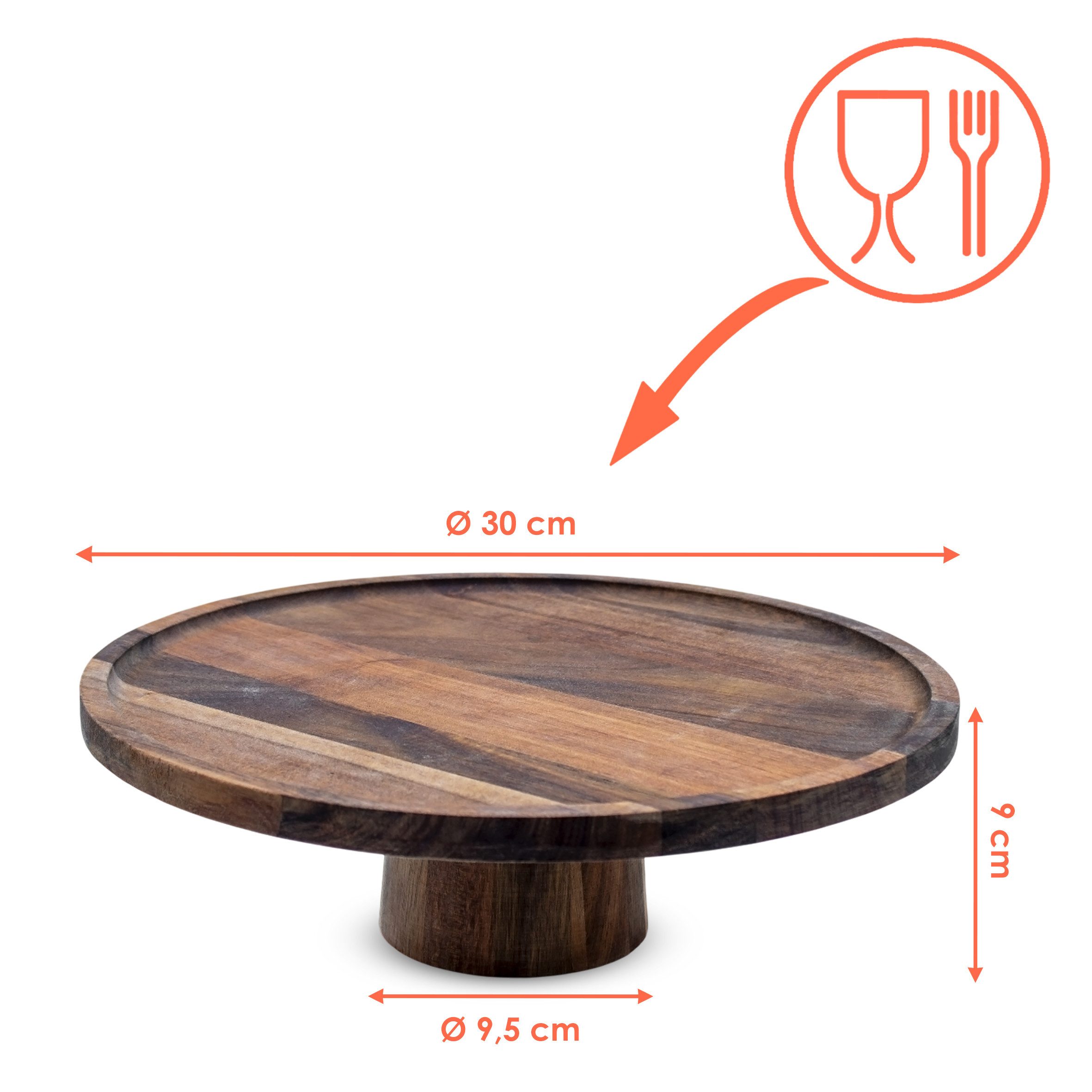 Spetebo Dekotablett Akazienholz Tischpodest auf Standfuß (rund, 1 St., brau günstig online kaufen