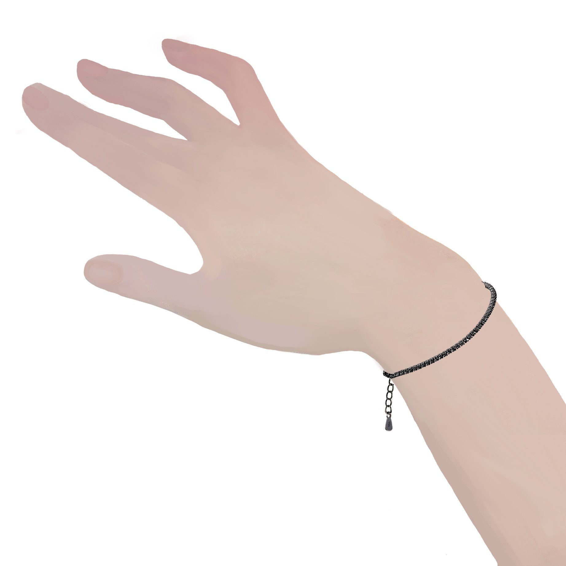 Schöner-SD Tennisarmband Silberarmband Tennis-Armband mit Zirkonia Kristall schwarz oder weiß, 925 Silber Rhodium