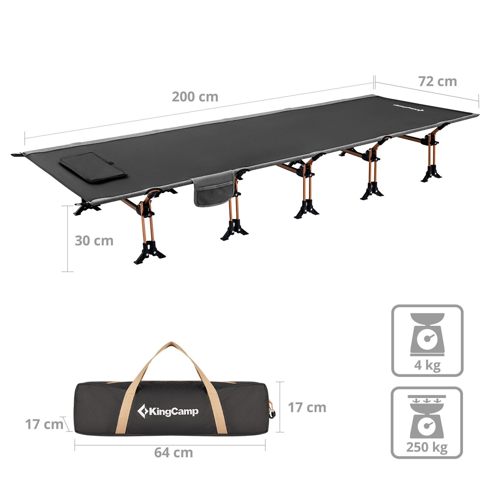 KingCamp Feldbett Alu Feldbett XL Outdoor Klick Klappbett - Camping