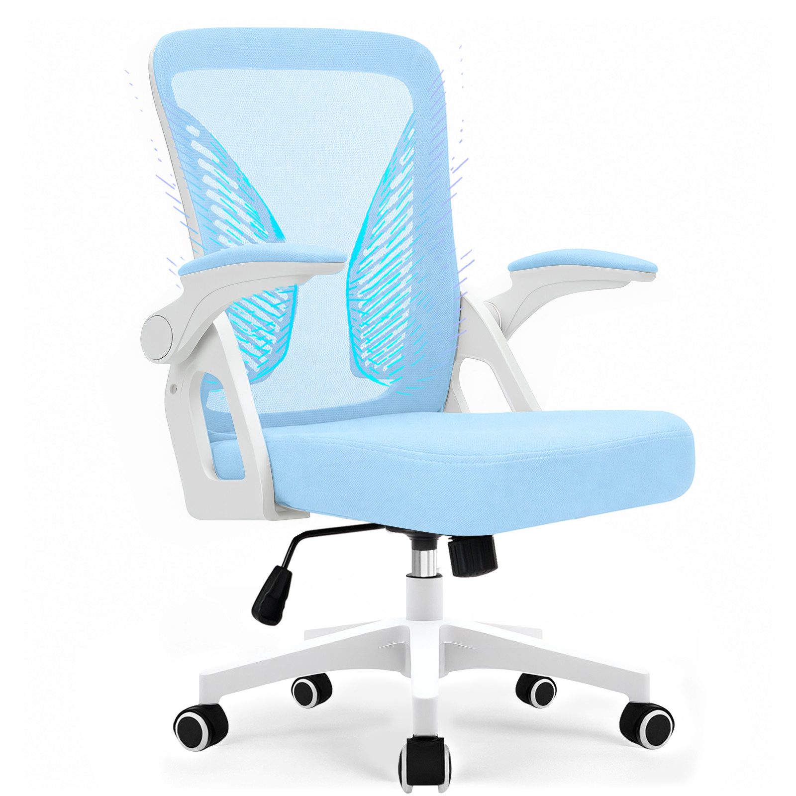 Bürostuhl Ergonomischer Bürostuhl mit 90° klappbaren, gepolsterten Armlehnen