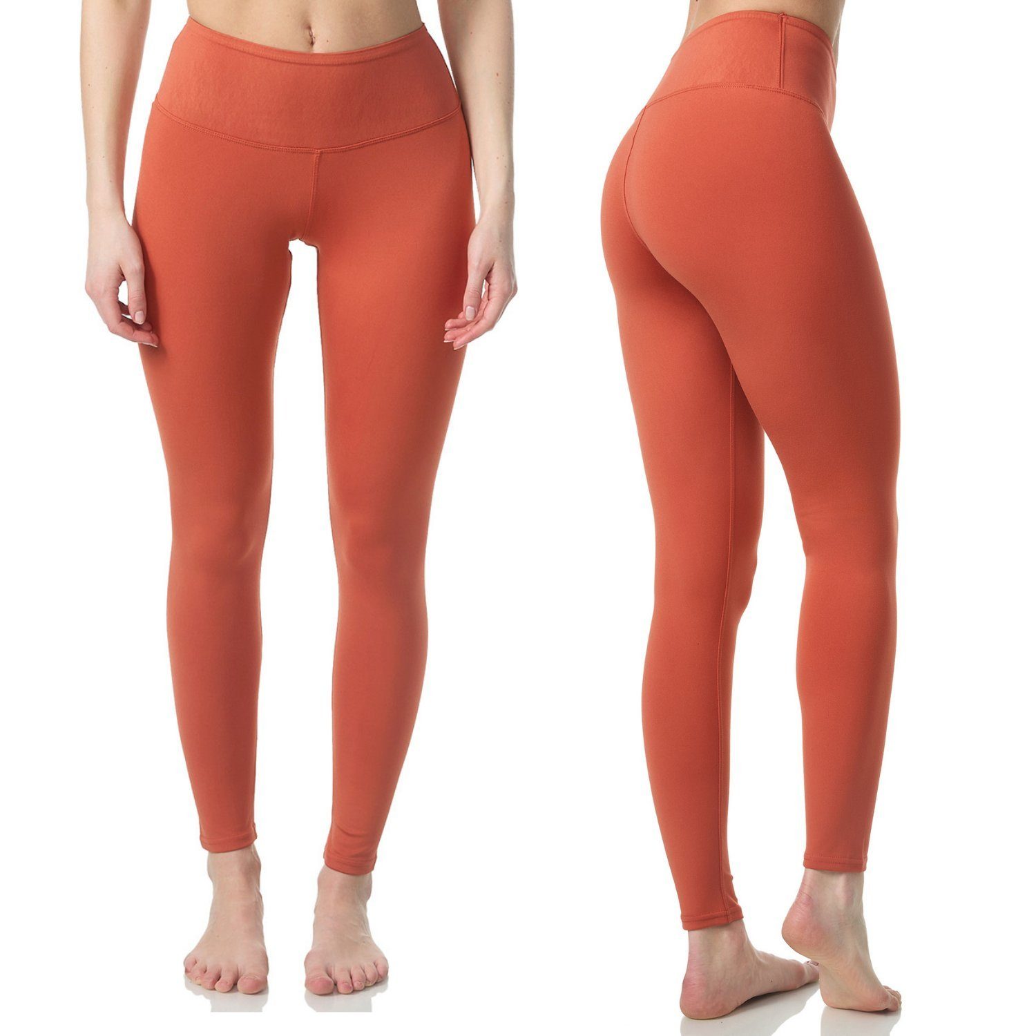 Frentree Leggings für Damen, Lange Sport Leggings, Yoga Hose in vielen Farben, Laufhose mit hohem Komfort, High Waist Koralle