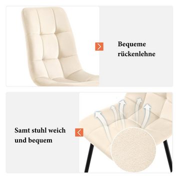 REDOM Esszimmerstuhl mit Rückenlehne (4er-Set Polsterstuhl Design)