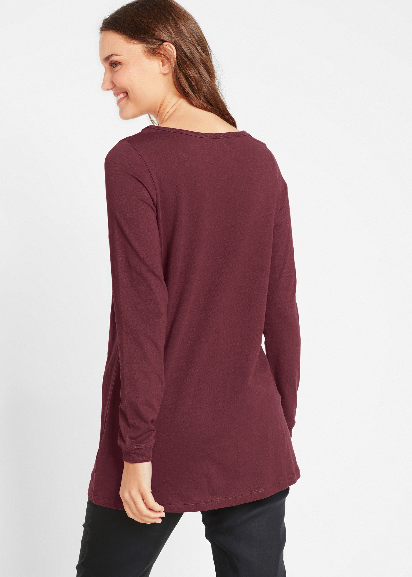 bonprix Longshirt A-Linie, mit dekorativen Knöpfen, aus Baumwolle, Casual Stil