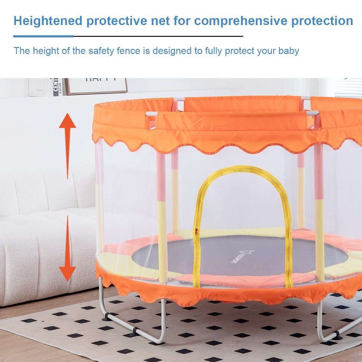 FOXSPORT Kindertrampolin, Gartentrampolin, Jumpingtrampolin, (150 × 150 × 110 cm (L * B * H), 150 tlg), Sicherheitsnetz mit Schaumstoff gepolstert, bis zum 150 kg