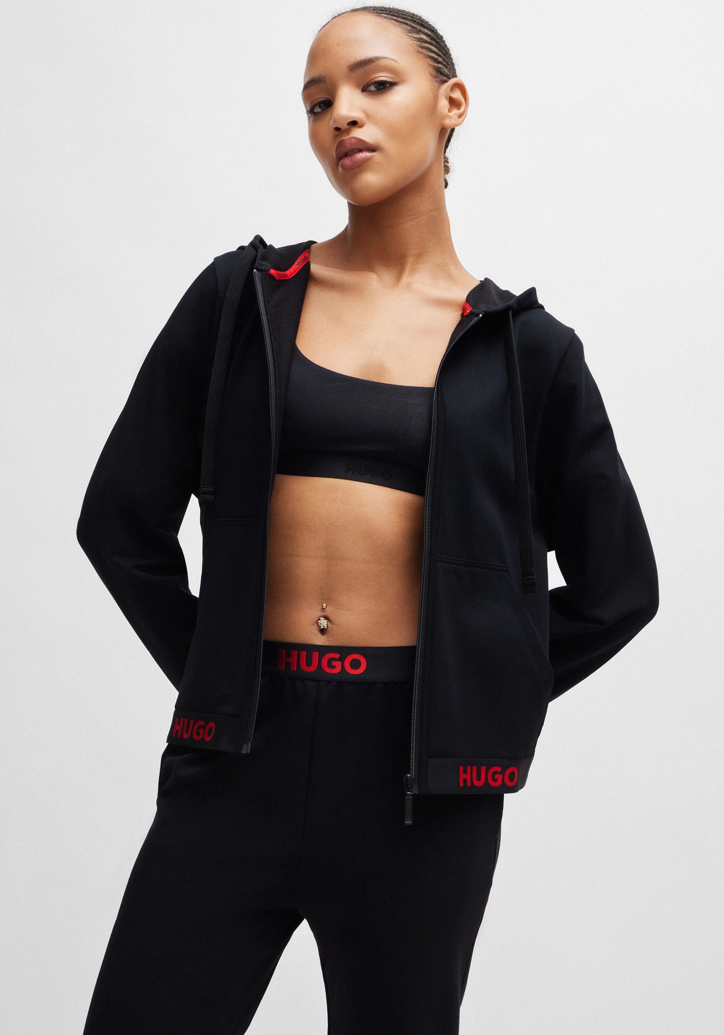 HUGO Sweatjacke SPORTY LOGO_JACKET mit Kordel