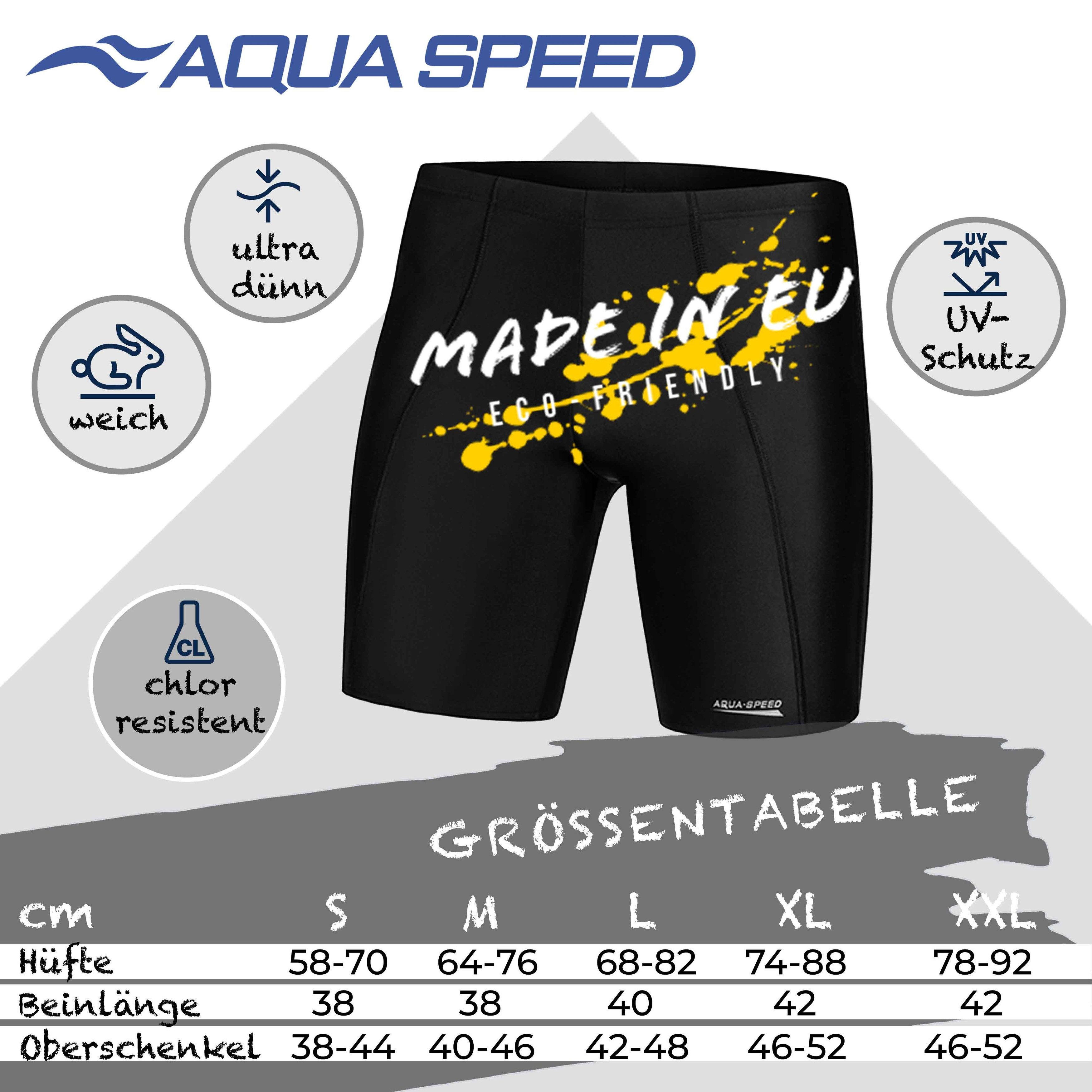 Aqua Speed Badehose Schwimmhose Herren Black XL Chlorfest & schnelltrocknend (Recyceltes Material – umweltfreundlich & leistungsstark zugleich) Chlorresistent & UV-beständig – ideal für intensives Schwimmen