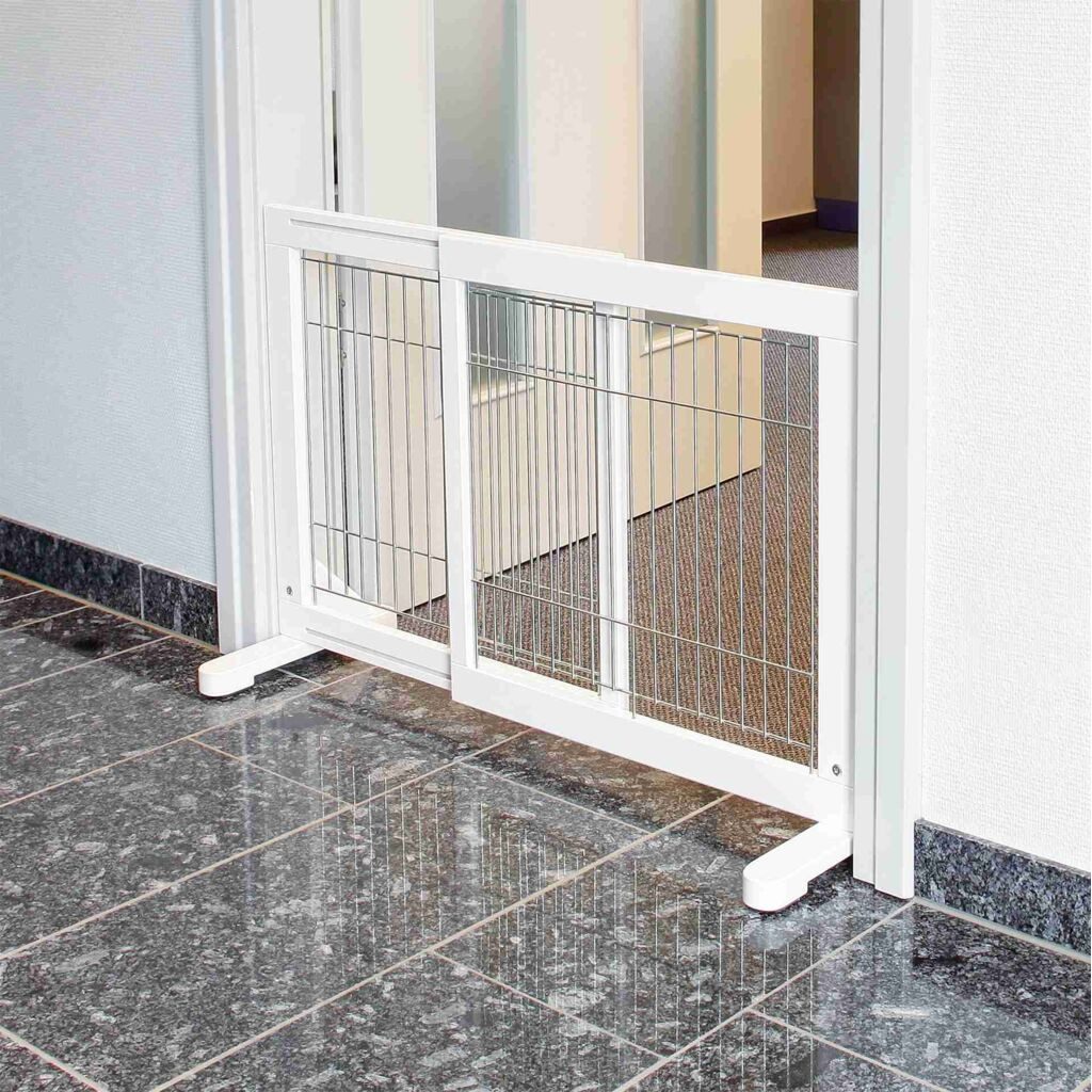 TRIXIE Absperrgitter Hunde-Absperrgitter - weiß - 65–108 × 61 cm