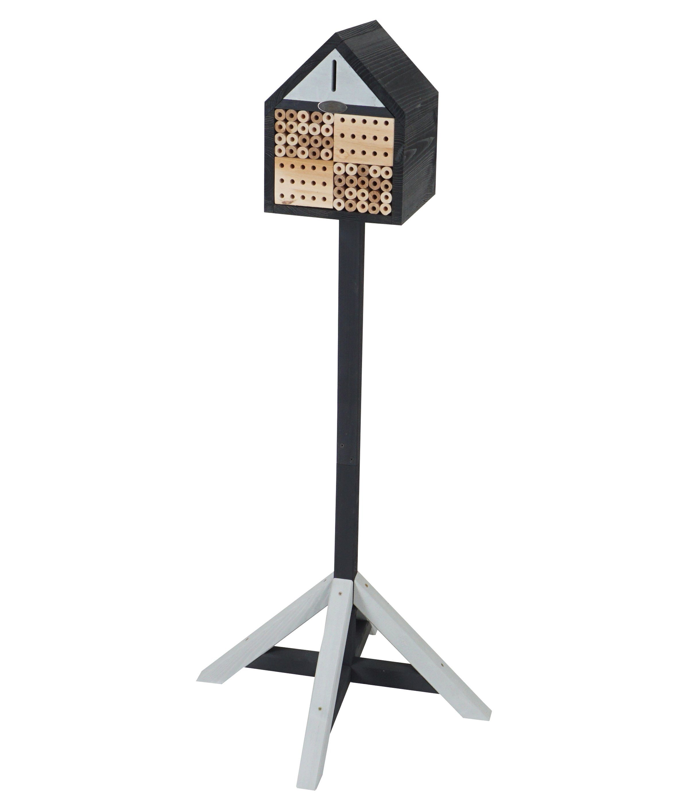 Dehner Insektenhotel Aliena, mit Ständer, 129 x 23 x 25 cm, Holz/Metall, für Bienen, Hummeln und Schmetterlinge, inkl. Ständer