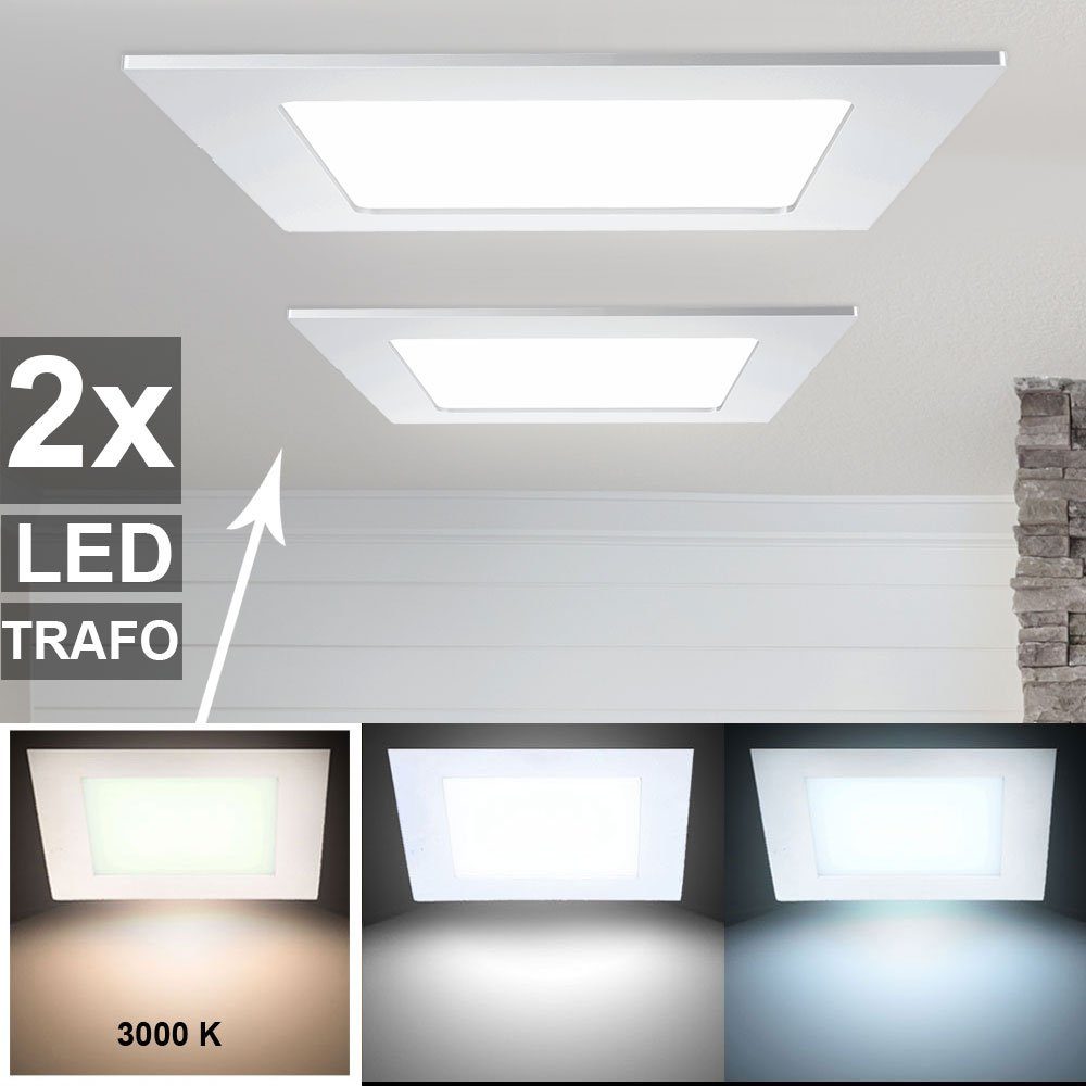 6W 15W LED Panel Lampe Eeckig Einbauleuchte Warmweiß Deckenlampe Ultraslim Glas 