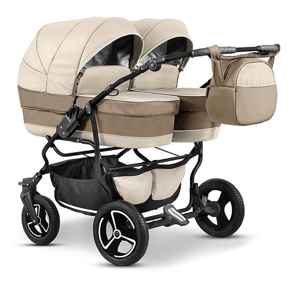 BabyMerc Zwillingswagen Twin Star 5 in 1 inkl. Sportsitze, Autositze und Isos in 16 Farben