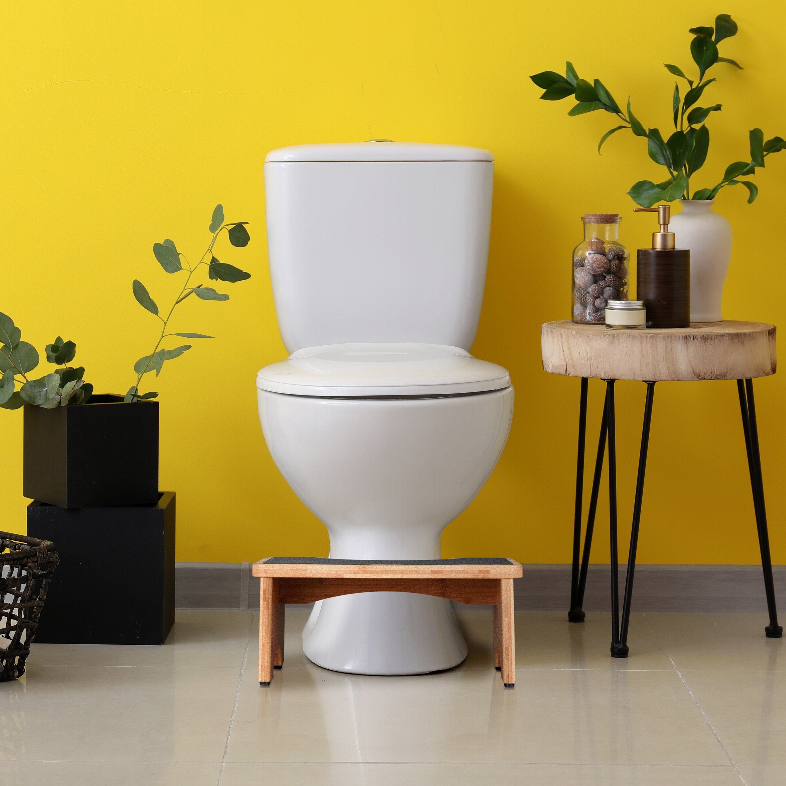 relaxdays Badhocker Toilettenhocker aus Bambus günstig online kaufen