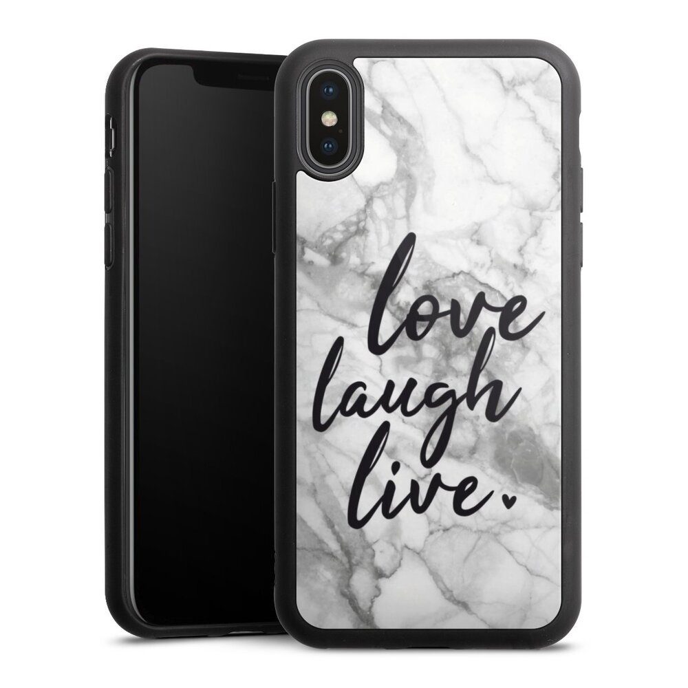 Handyhülle Marmor Sprüche Liebe Love, Laugh, Live Marmor