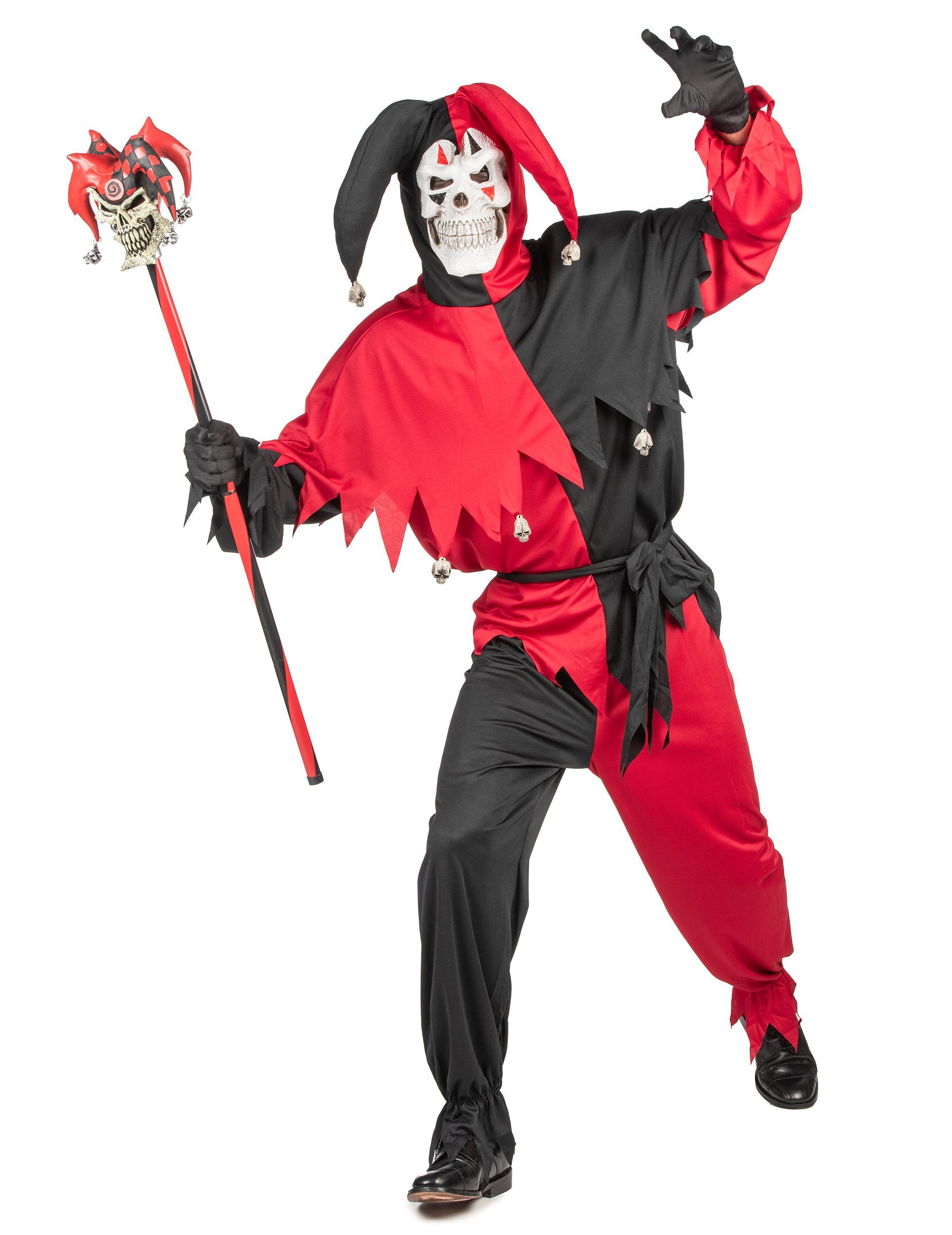 California Costumes Clown-Kostüm Böser Clown Harlekin Halloween-Kostüm rot-schwarz