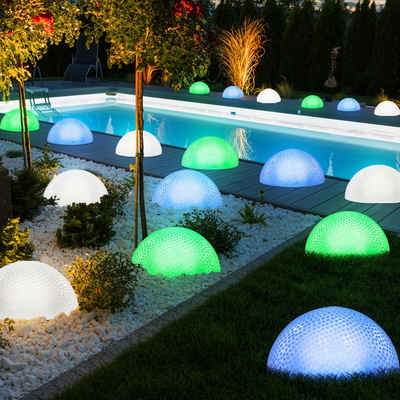 etc-shop Gartenleuchte, LED-Leuchtmittel fest verbaut, Farbwechsel, 18er Set LED Deko Garten Leuchten Halbkugel Effekt Lampen IP44 Außen