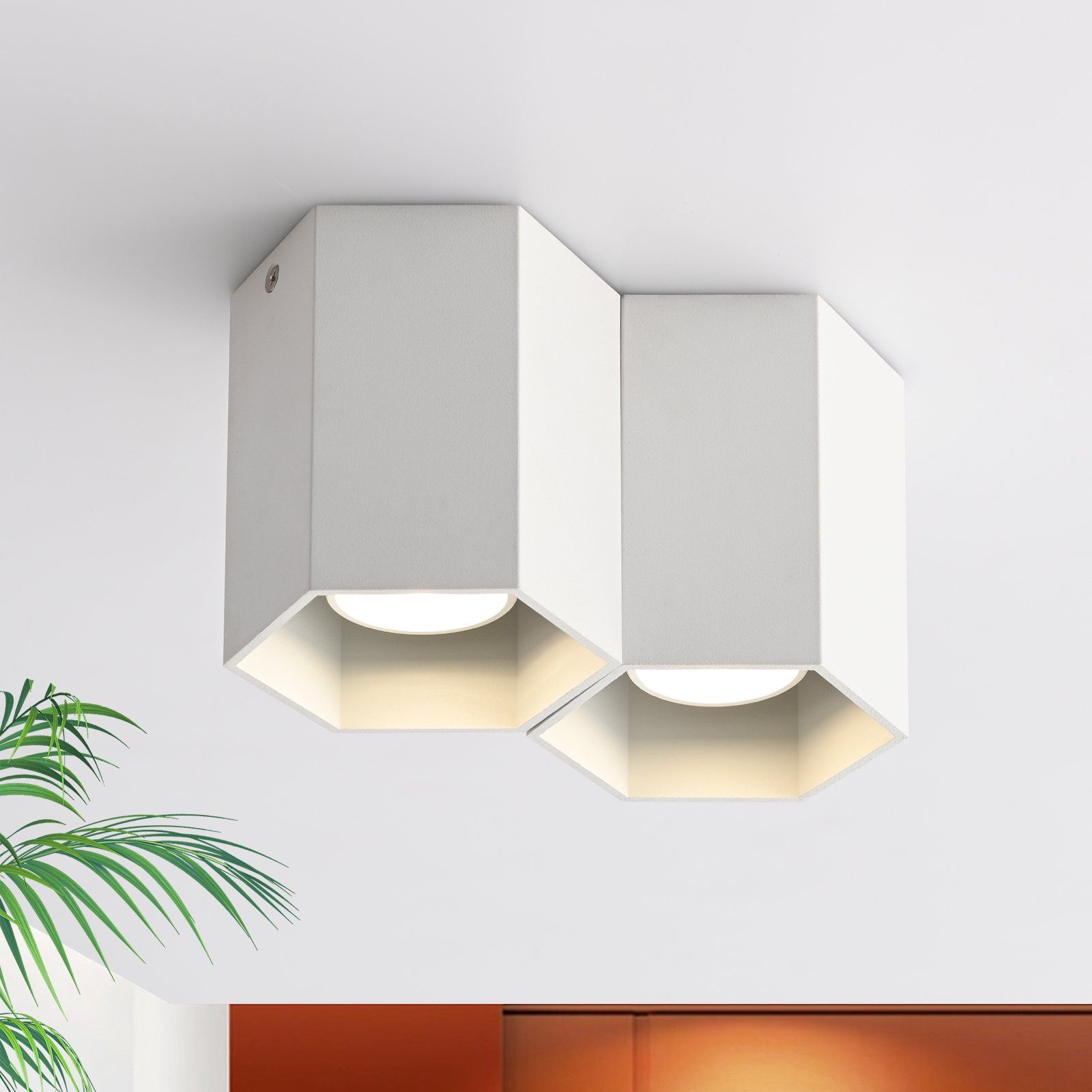 Deckenstrahler LED - GU10 für Spotleuchte LED Design Wohnzimmer, Aufbaustrahler Modern 2 ZMH Aufbauspot Flammig, Deckenleuchte Küche Weiß Leuchtmittel, Deckenspots ohne
