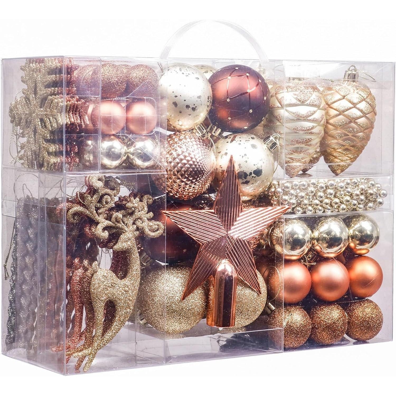 LuxusKollektion Weihnachtsbaumkugel Weihnachtskugeln 100 TLG Kunststoff Christbaumkugeln Wald Thema