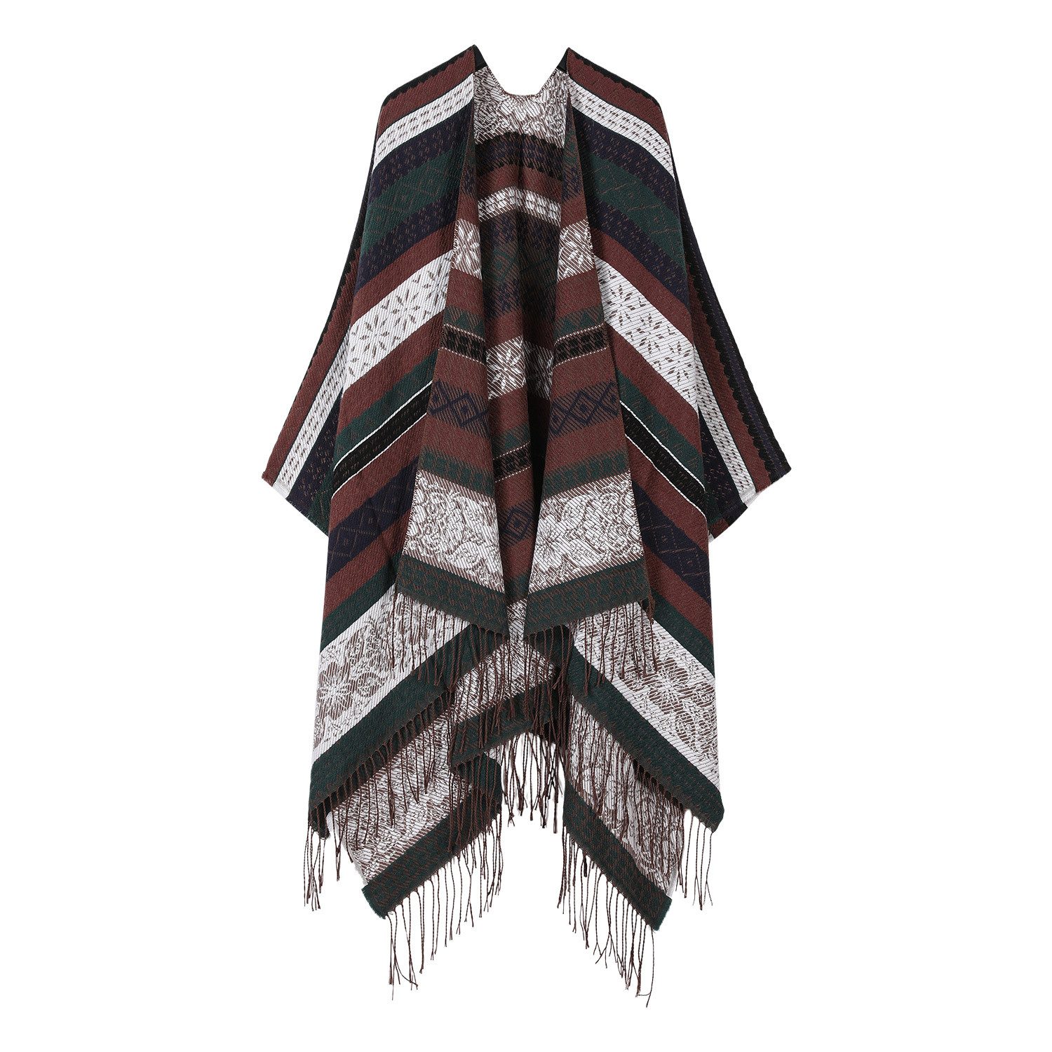 Refttenw Halstuch Damen Poncho mit Quaste 160x135CM Winterschal Übergroße Umhang