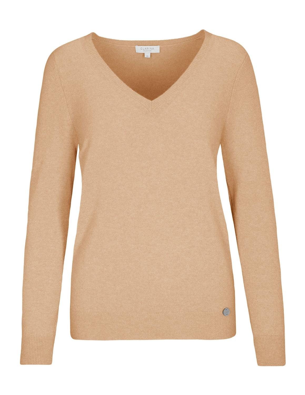 Clarina Sweatshirt (S)NOS V-Pullover, 1/1 Arm,uni, 204 CAMEL MEL.