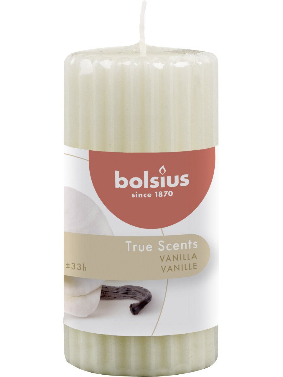 Bolsius Duftkerze Bolsius Duft Stumpenkerze geriffelt Vanille weiß günstig online kaufen