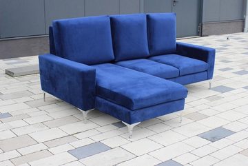 JVmoebel Ecksofa Ecksofa L-Form Sofa Couch Design Blau Polster Textil Sofort