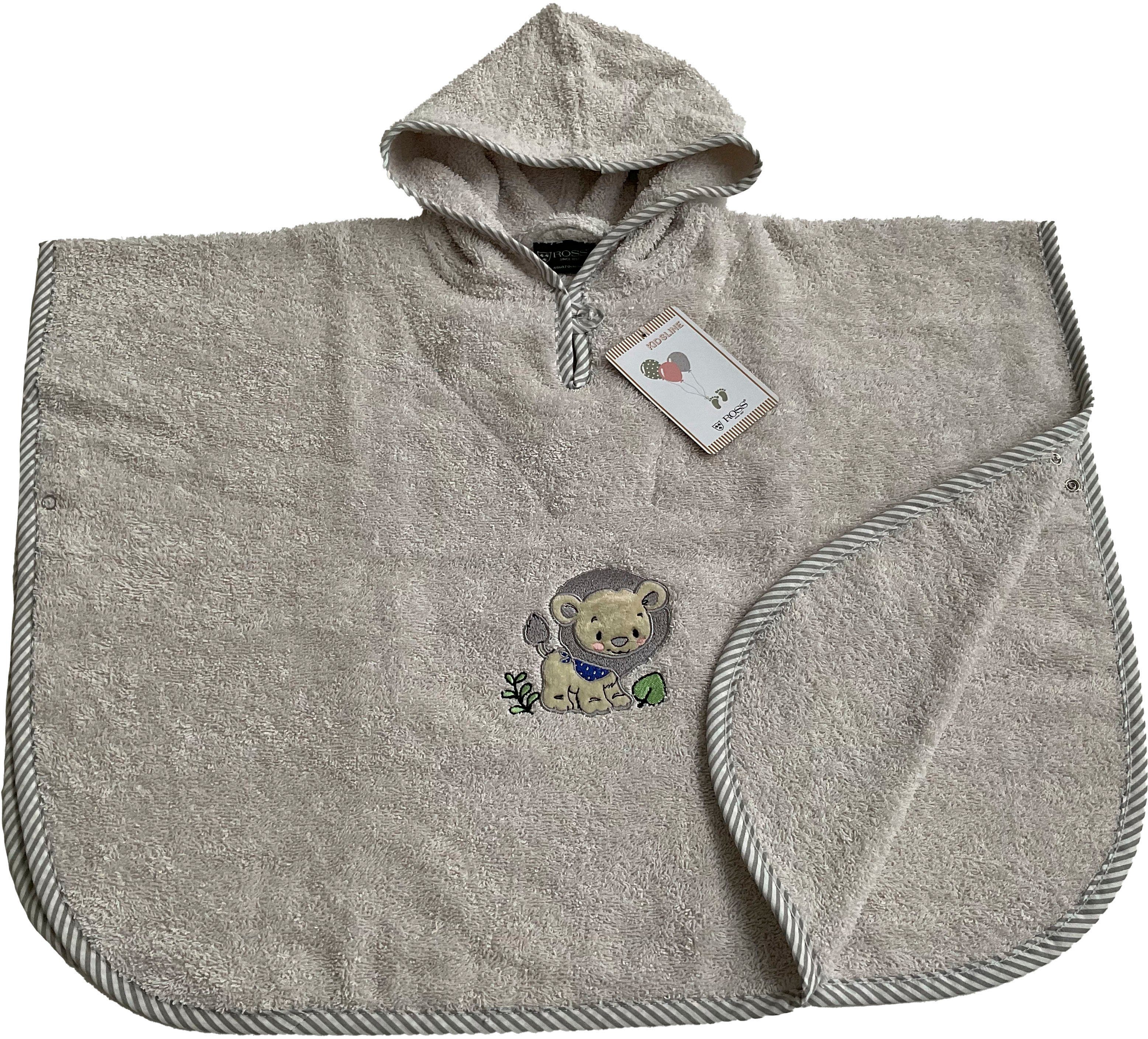 ROSS Badeponcho KIDSLINE, Kurzform, Baumwolle, Kapuze, 100 % Baumwolle, Kapuze, Stickerei