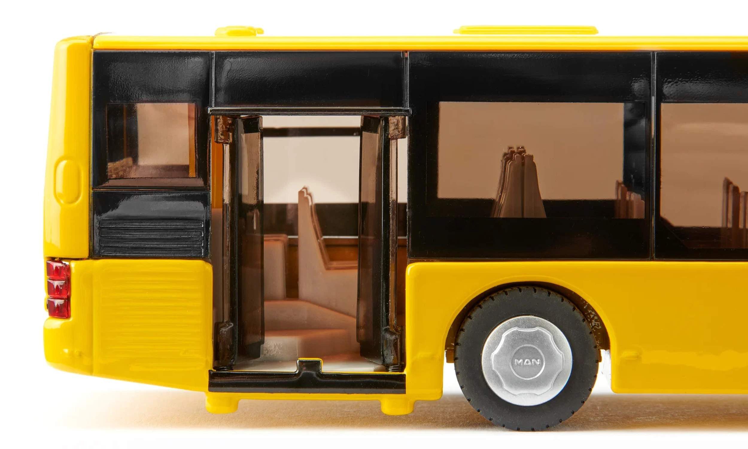 Siku Spielzeug-Auto Stadtbus Modell mit zu öffnenden Türen und Heckklappe, Türen zum Öffnen, Motorklappe, Klimaanlage