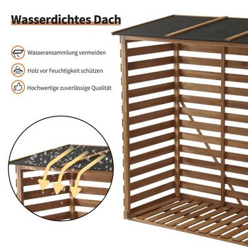 MCombo Kaminholzregal MCombo Kaminholzregal Kaminholzunterstand 1202, Holzunterstand mit wasserdichter Abdeckung, massivem Tannenholz