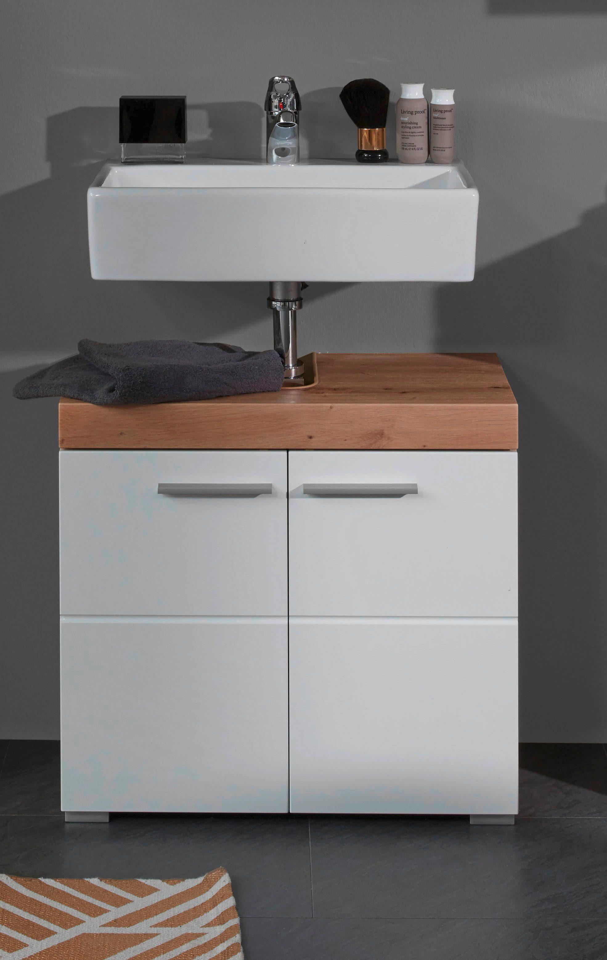 welltime Waschbeckenunterschrank Avena Waschtisch 2türig- Aussparung 26/8 cm - (B/T/H) 60/34/56 cm