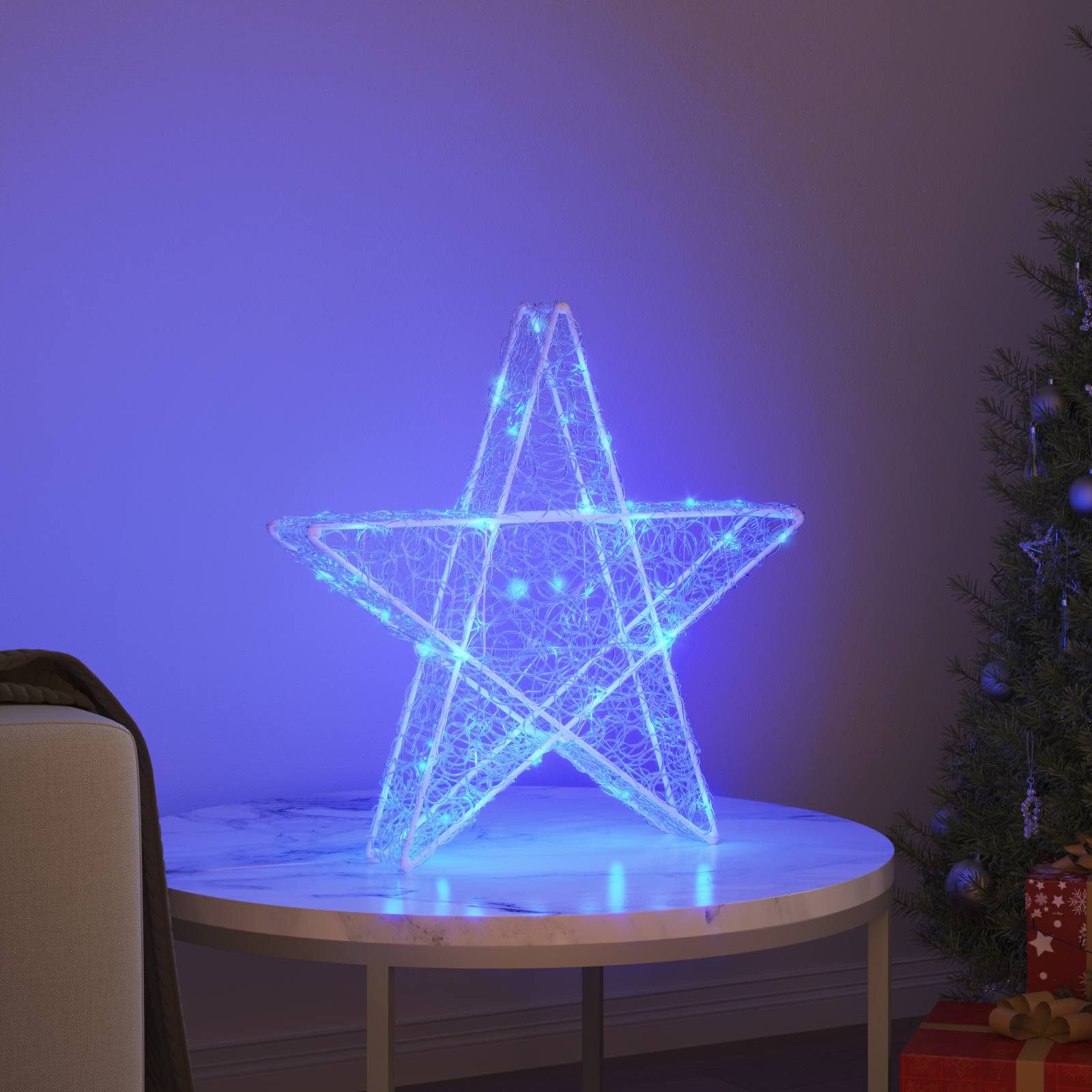 vidaXL Christbaumschmuck 3D Stern 50 LEDs Blau 55 x 53.5 x 10 cm Acryl (1-tlg)