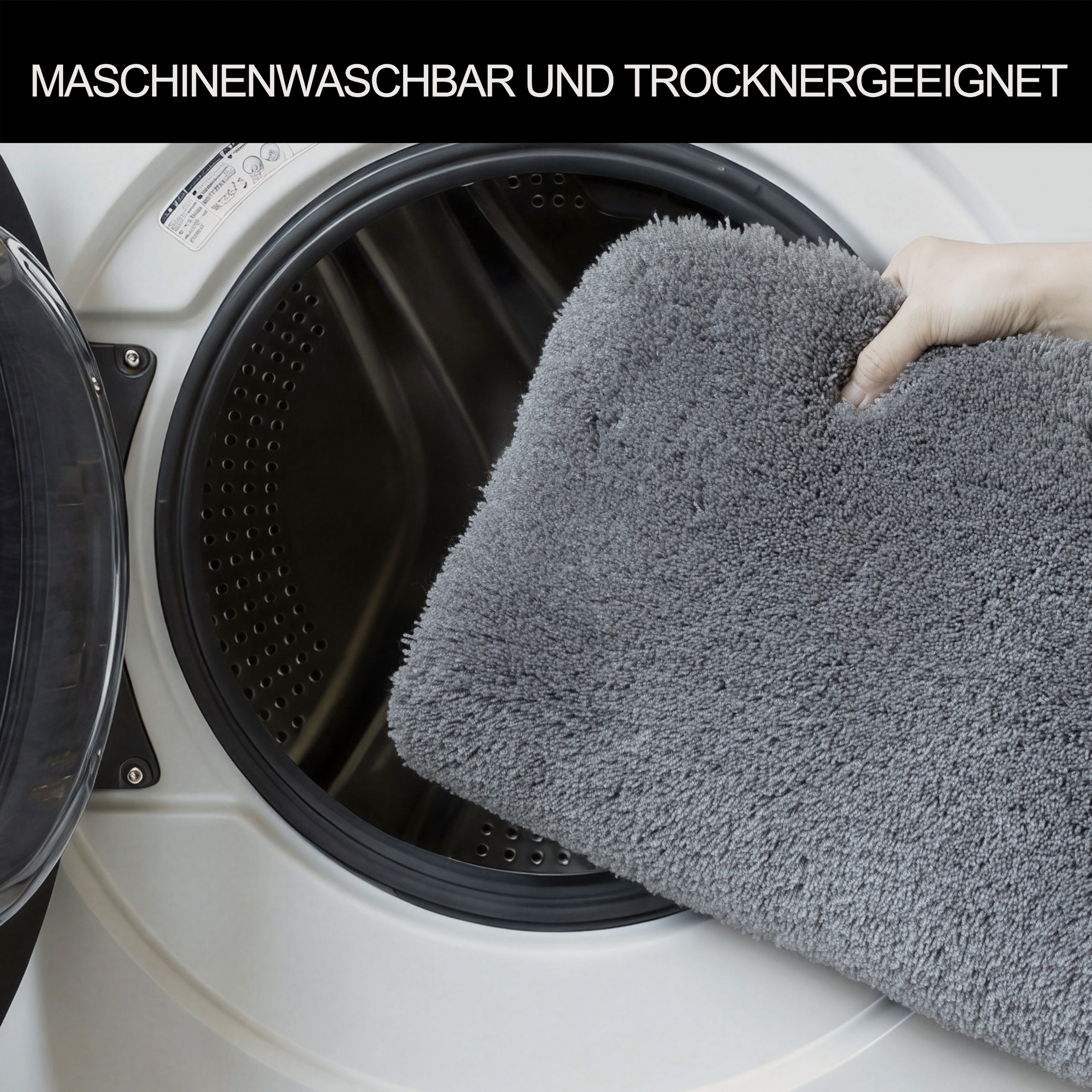 Bruno Banani Badematte Lana Premium, Badvorleger, Badezimmer Teppich, Höhe 30 mm, rutschhemmend beschichtet, schnell trocknend, strapazierfähig, fußbodenheizungsgeeignet, Polyacryl, rechteckig, Badteppich, Badematten, unifarben, rechteckig, 3-tlg. Set & halbrund