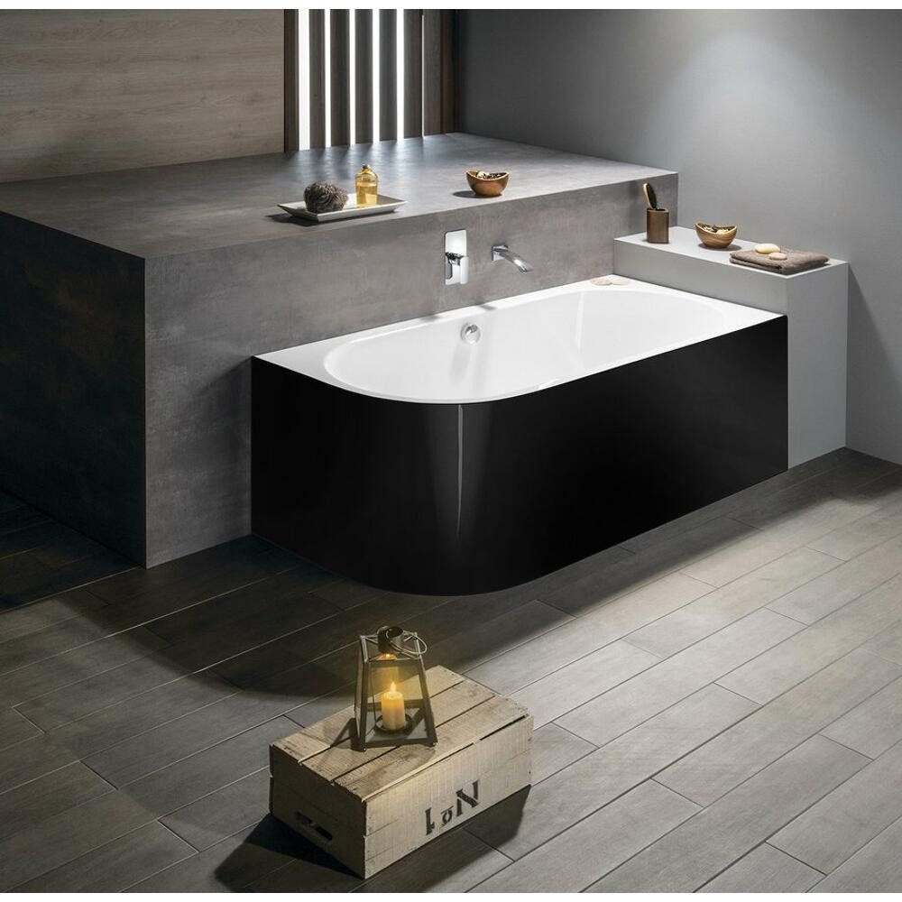 Polysan s.r.o. Badewanne VIVA R MONOLITH asymmetrische Badewanne 170x75x60cm, weiß/schwarz, (1-tlg)