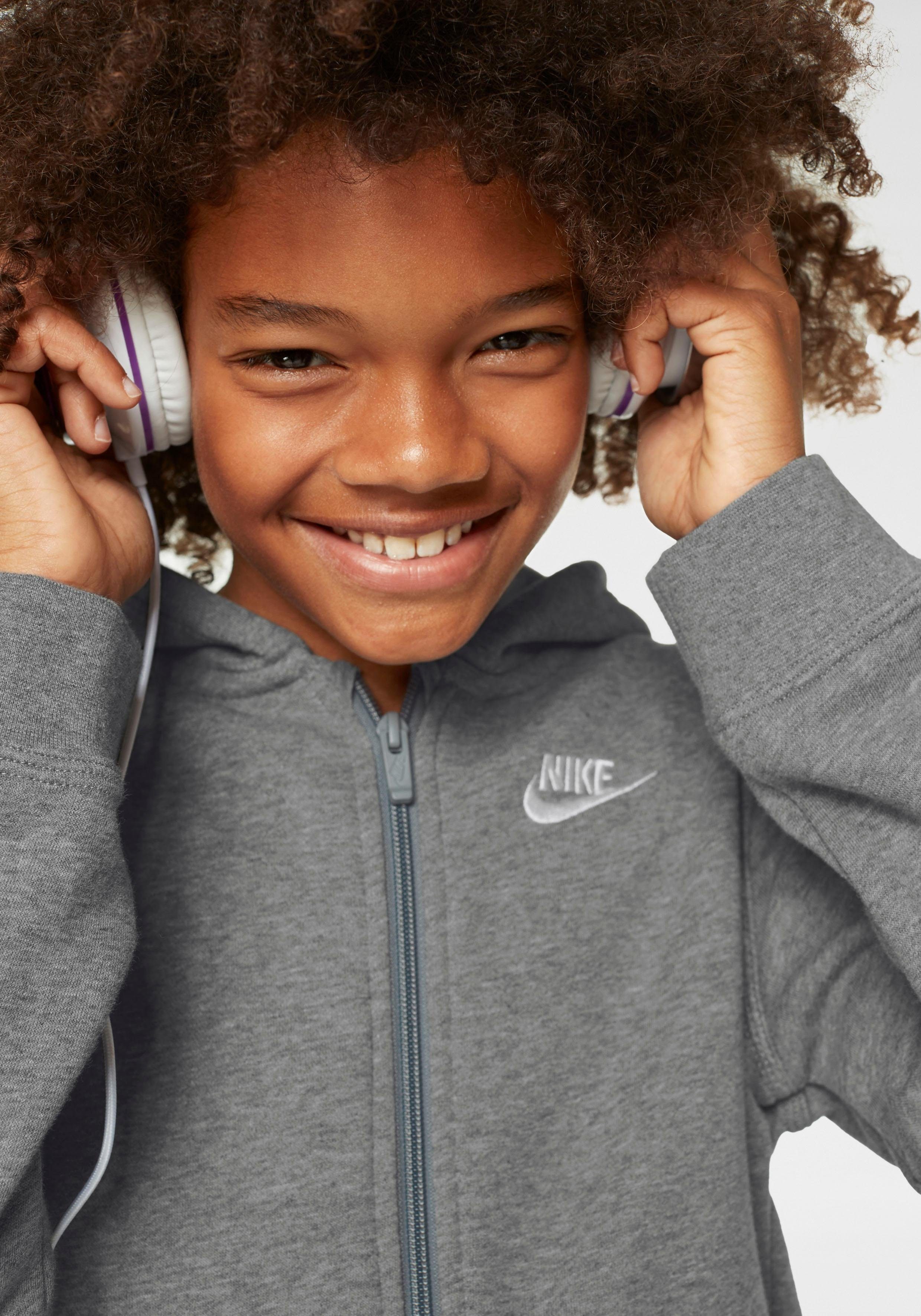 CLUB grau-meliert HOODIE Kinder Nike NSW Kapuzensweatjacke für - Sportswear FZ