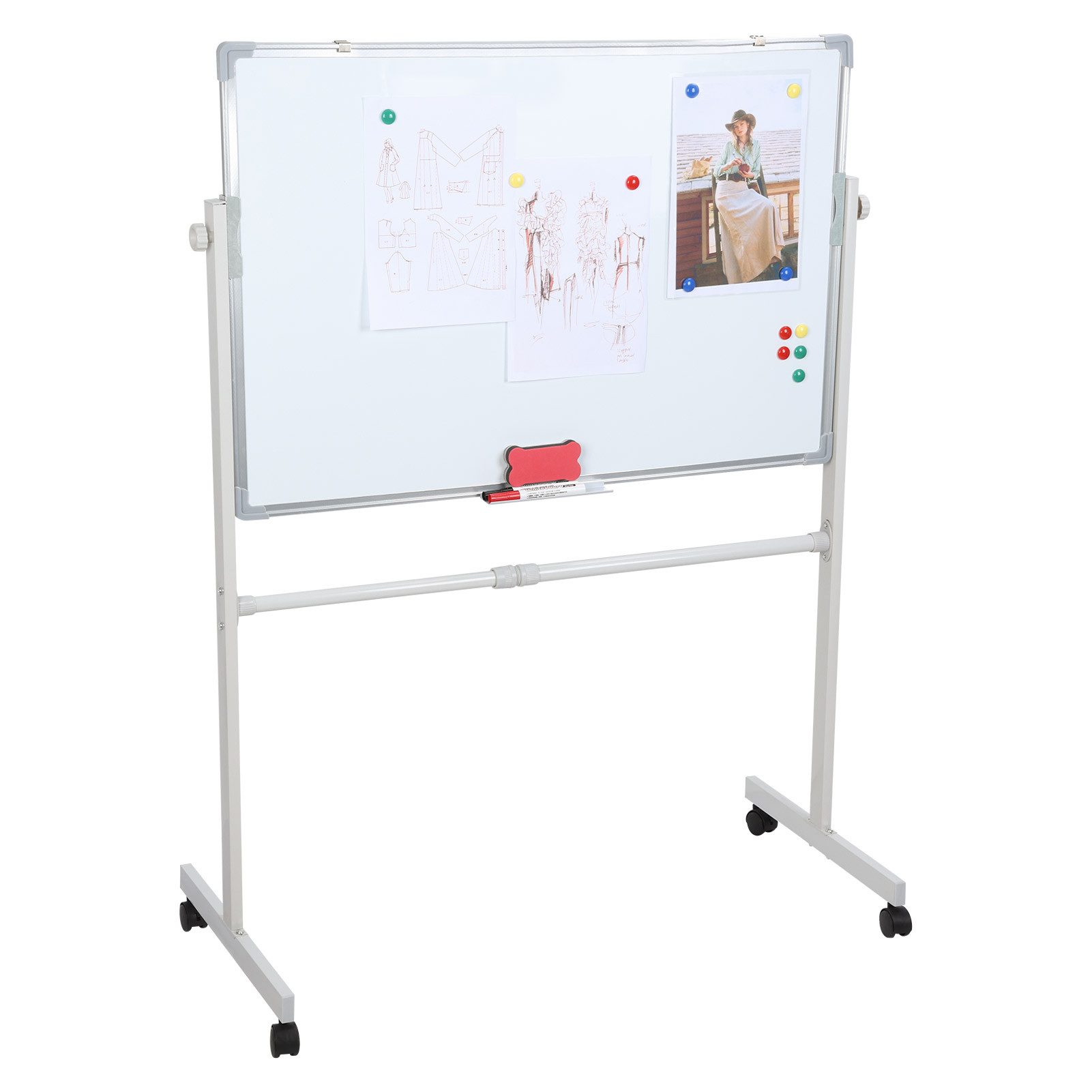 Rutaqian Standtafel Whiteboard 90 x 60 cm,Mobiles Whiteboard mit Ständer,360 Drehbar, Doppelseitiges, magnetisches Whiteboard, drehbar und …