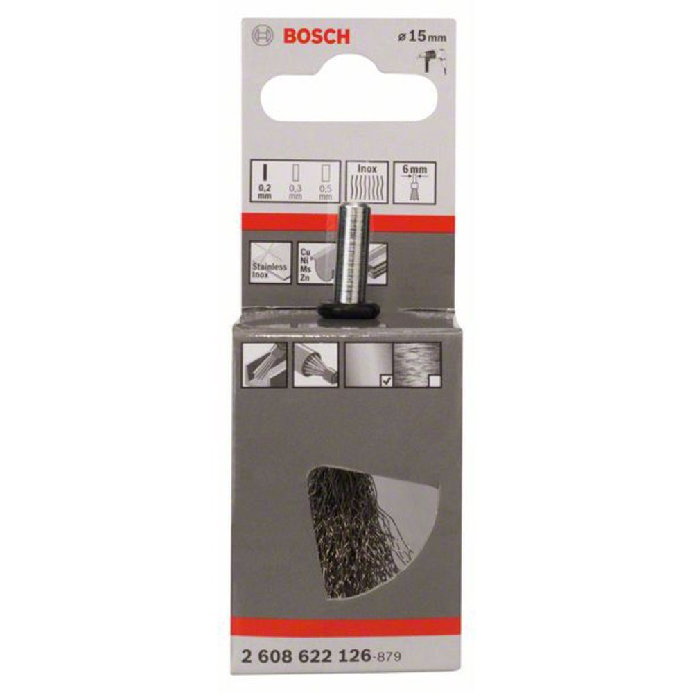 Bosch Accessories Schleifaufsatz Bosch Accessories Pinselbürste, gewellt, rostfrei, 0,2 mm, 15 mm, 4500