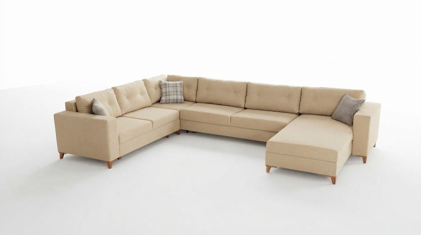 Xlmoebel Wohnlandschaft Designer U-Form Sofa in edlem Stoff mit luxuriösem Design, U-Form Sofa 1 Teile, Hergestellt in Europa
