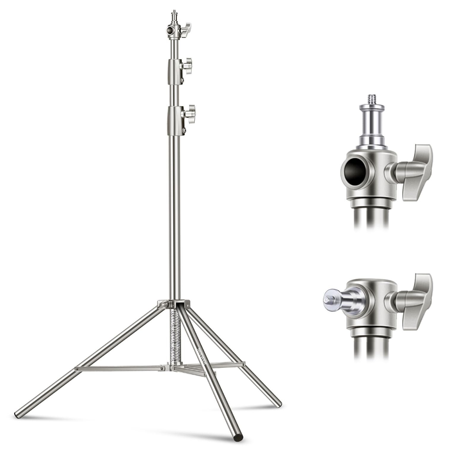 ST-280SS 2.8m Edelstahl-Lichtstativ, Höhenverstellbar 128-280 cm Lampenstativ
