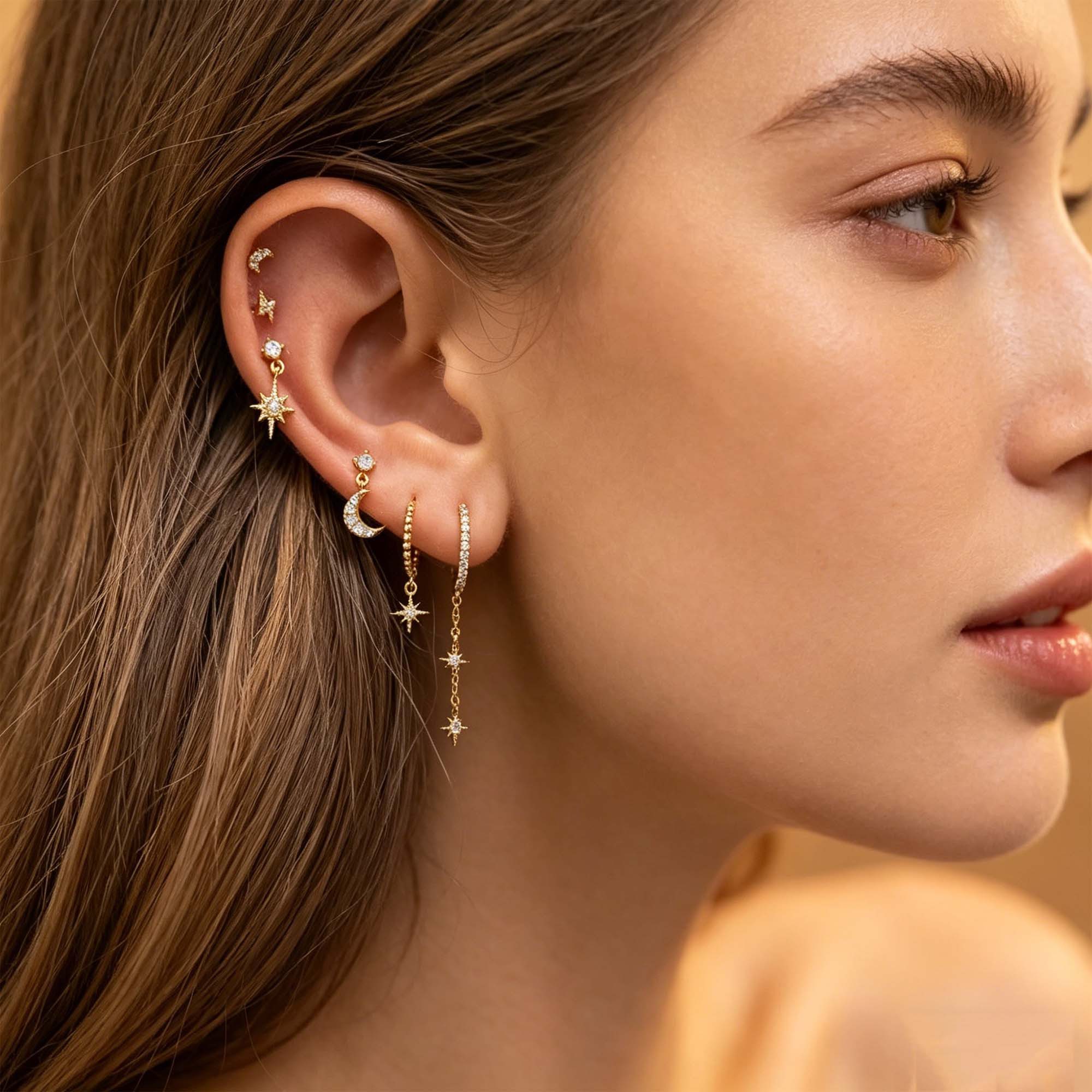 MOPUEA Ohrring-Set Ohrhänger-Set Kettensternohrringe Piercing lange Ohrstecker Set (6er Set, mehr Auswahl ohne ständiges Nachkaufen nötig, Mix aus Styles spart  – Bild 5 von 5
