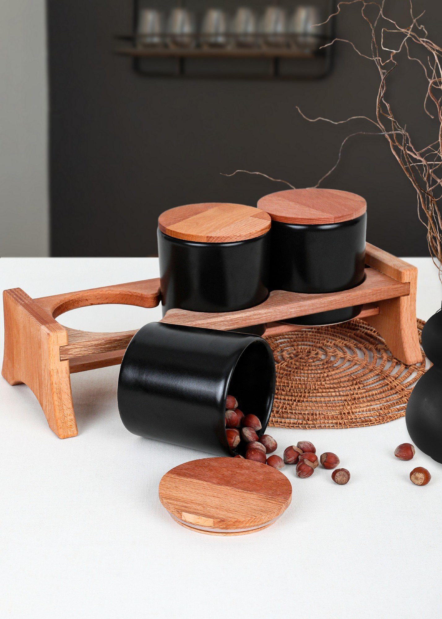 Hermia Concept Vorratsdosen, 100% schwarz, Vorratsdose Keramik